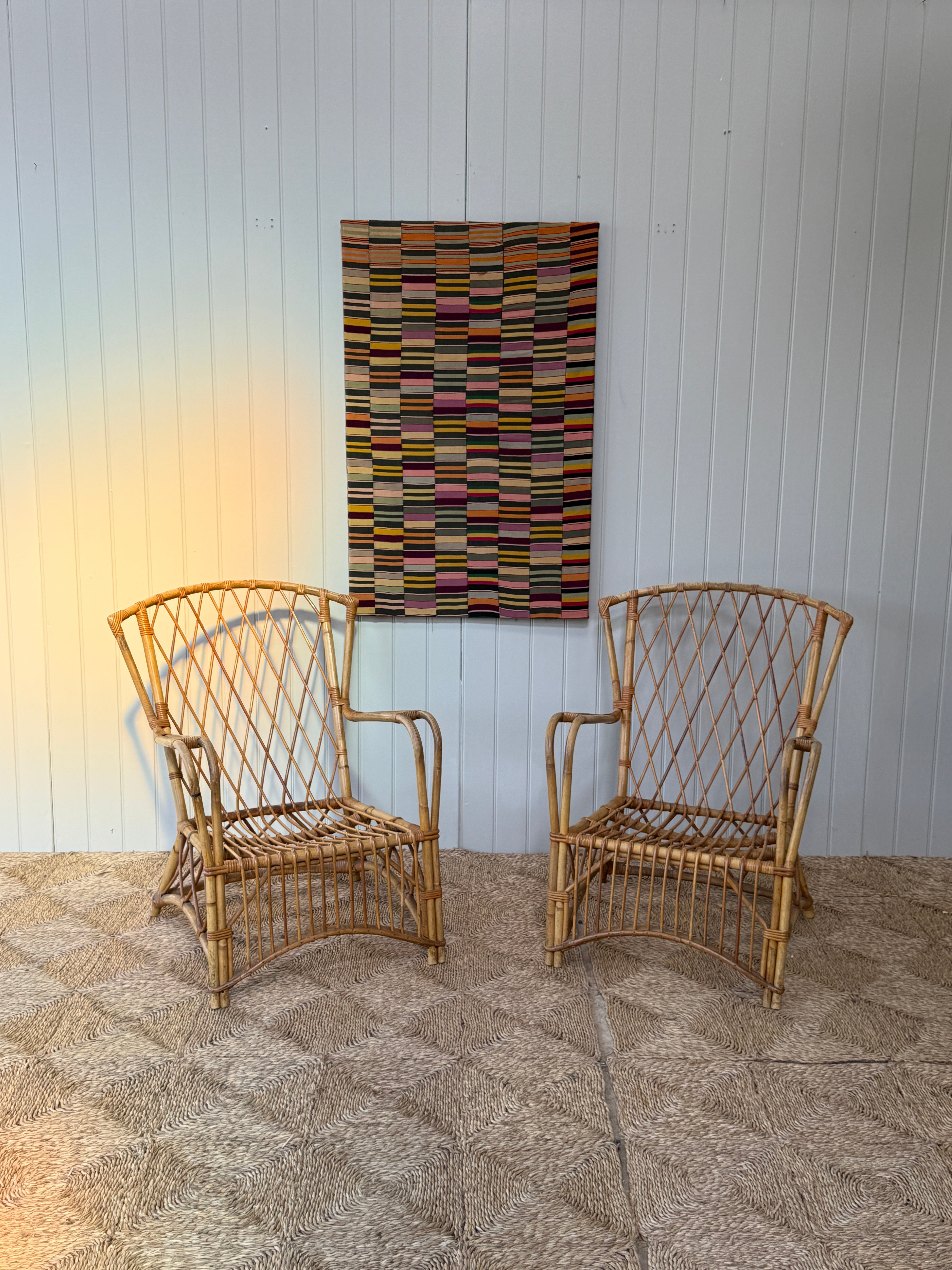 Pair of Mid Century French Cane Chairs
