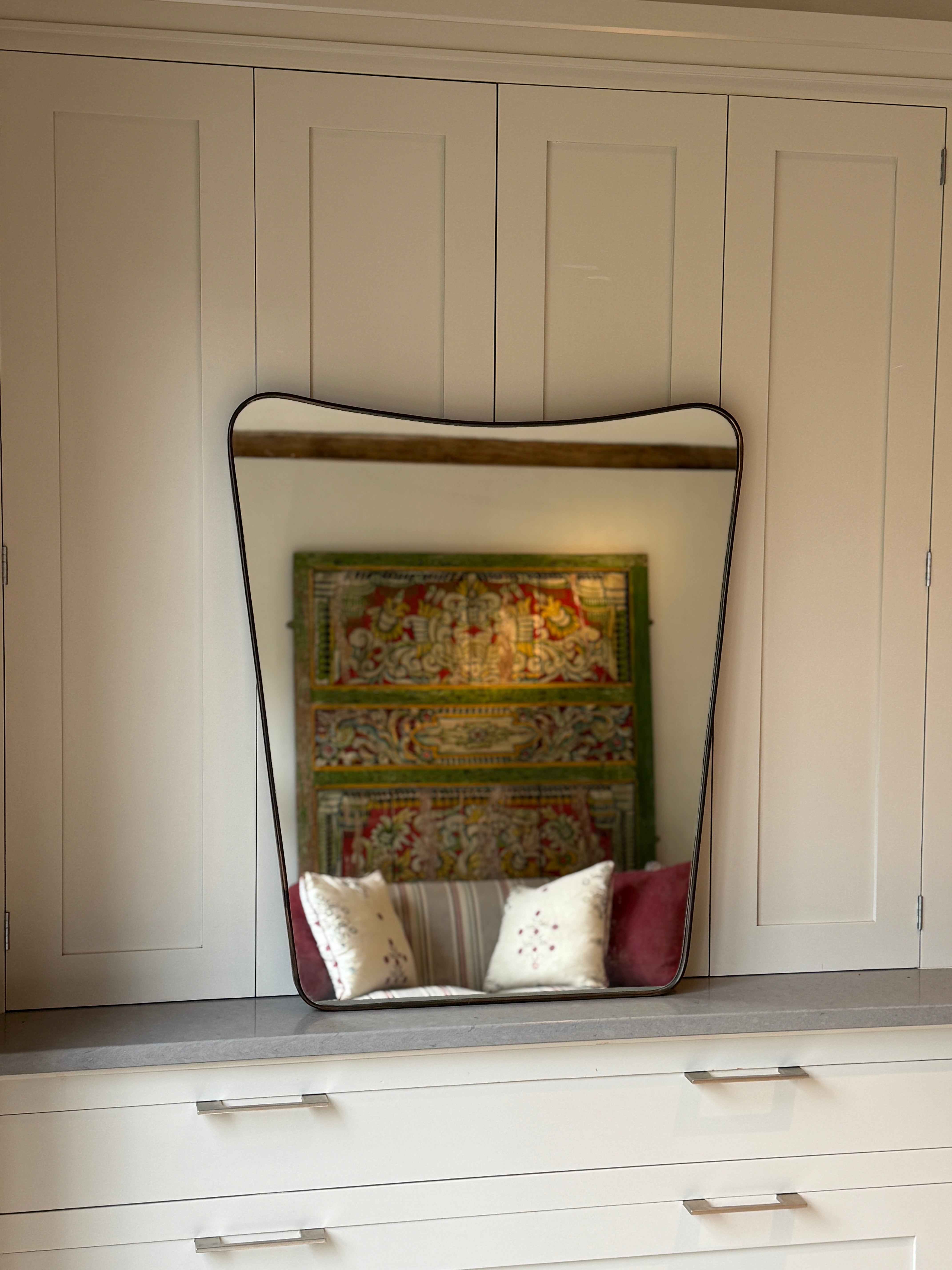 Large Italian Brass Shield Mirror