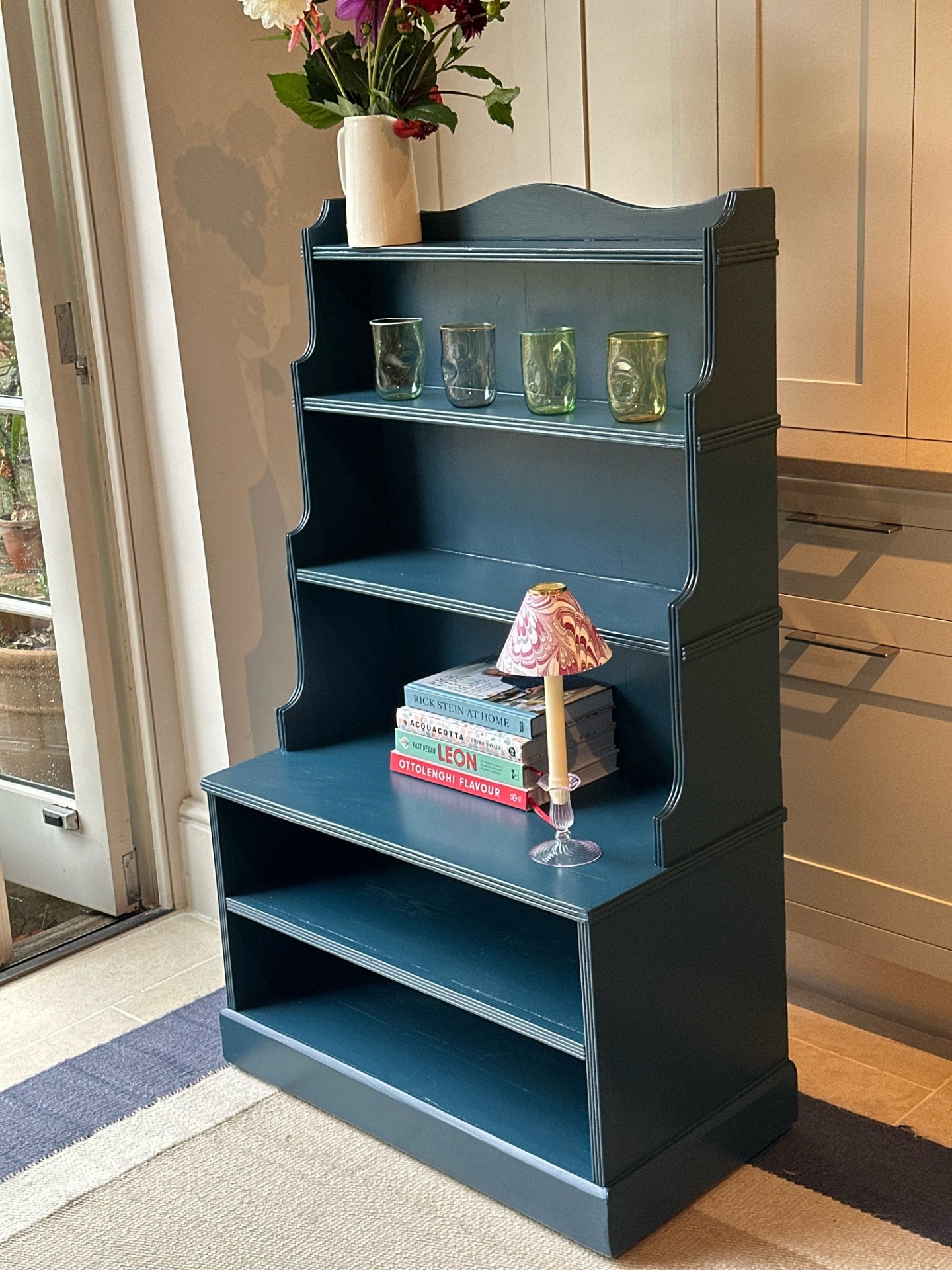 Waterfall Shelves Painted in FB Hague Blue