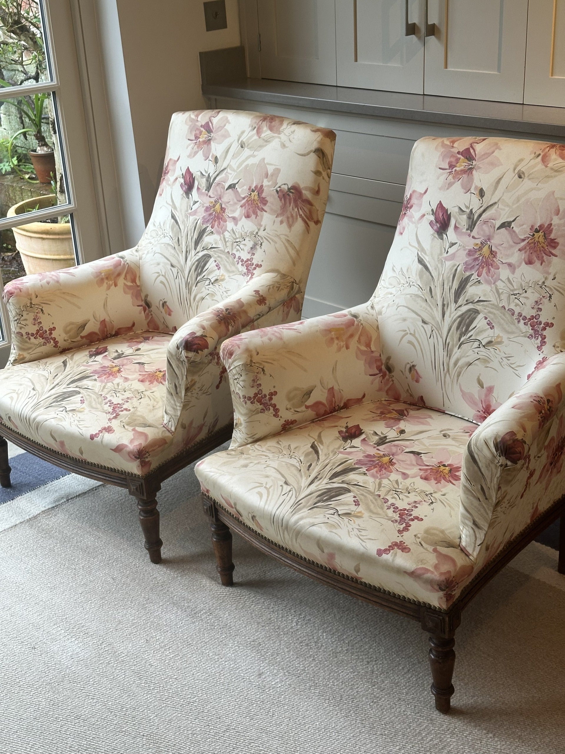 Pair of Square Back Napoleon III Chairs