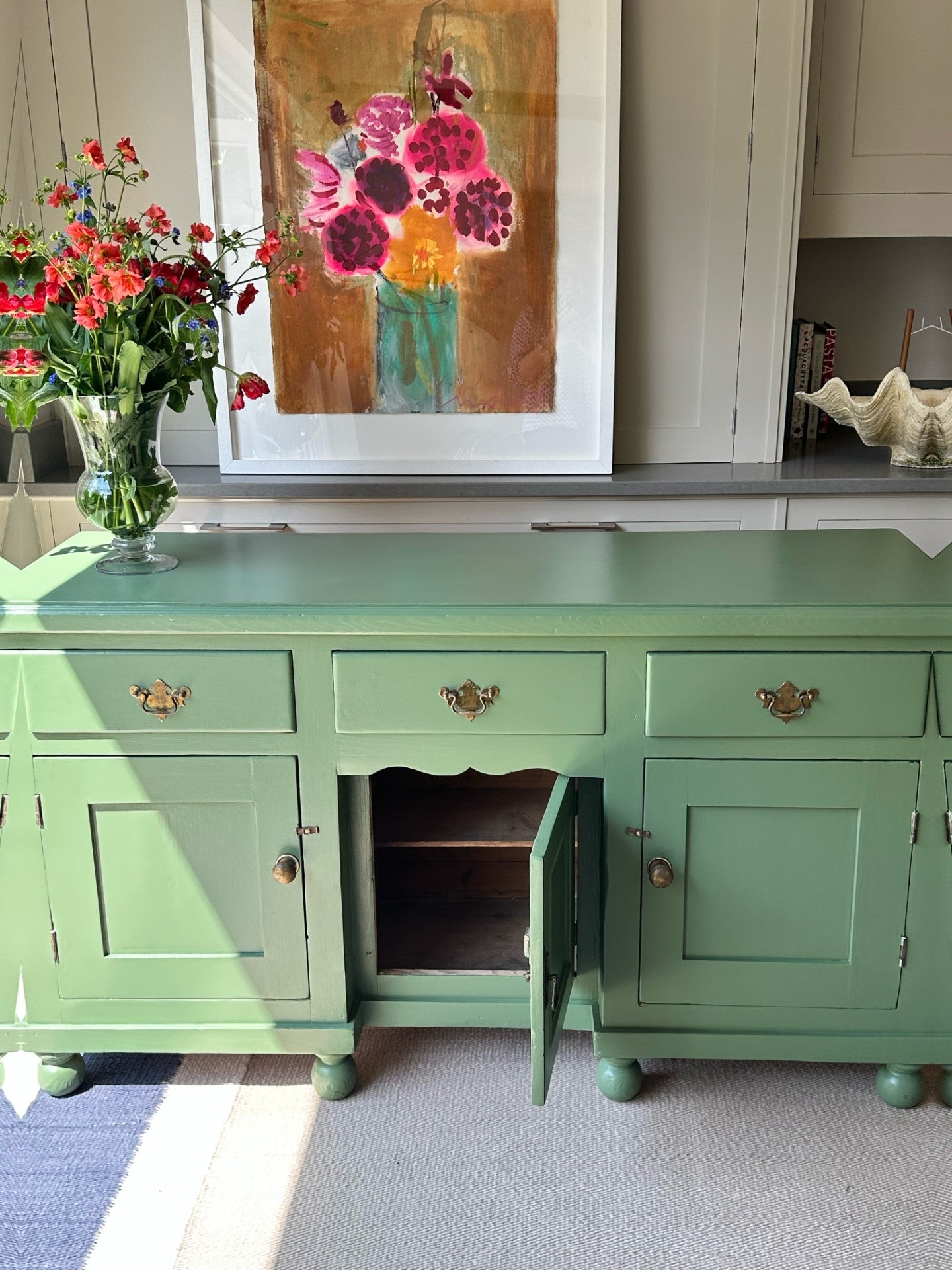 Painted Pine Dresser In Calke Green