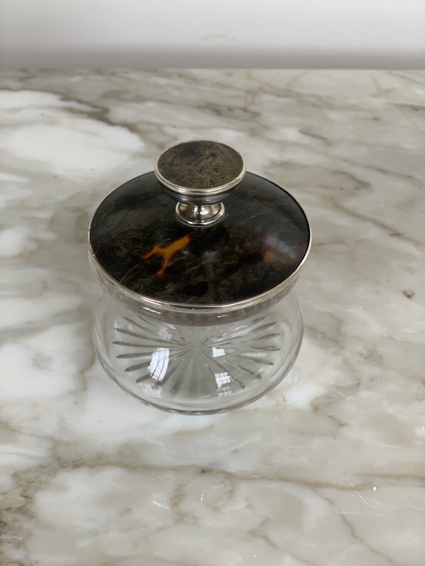 Glass, Silver & Tortoise Shell Top pot