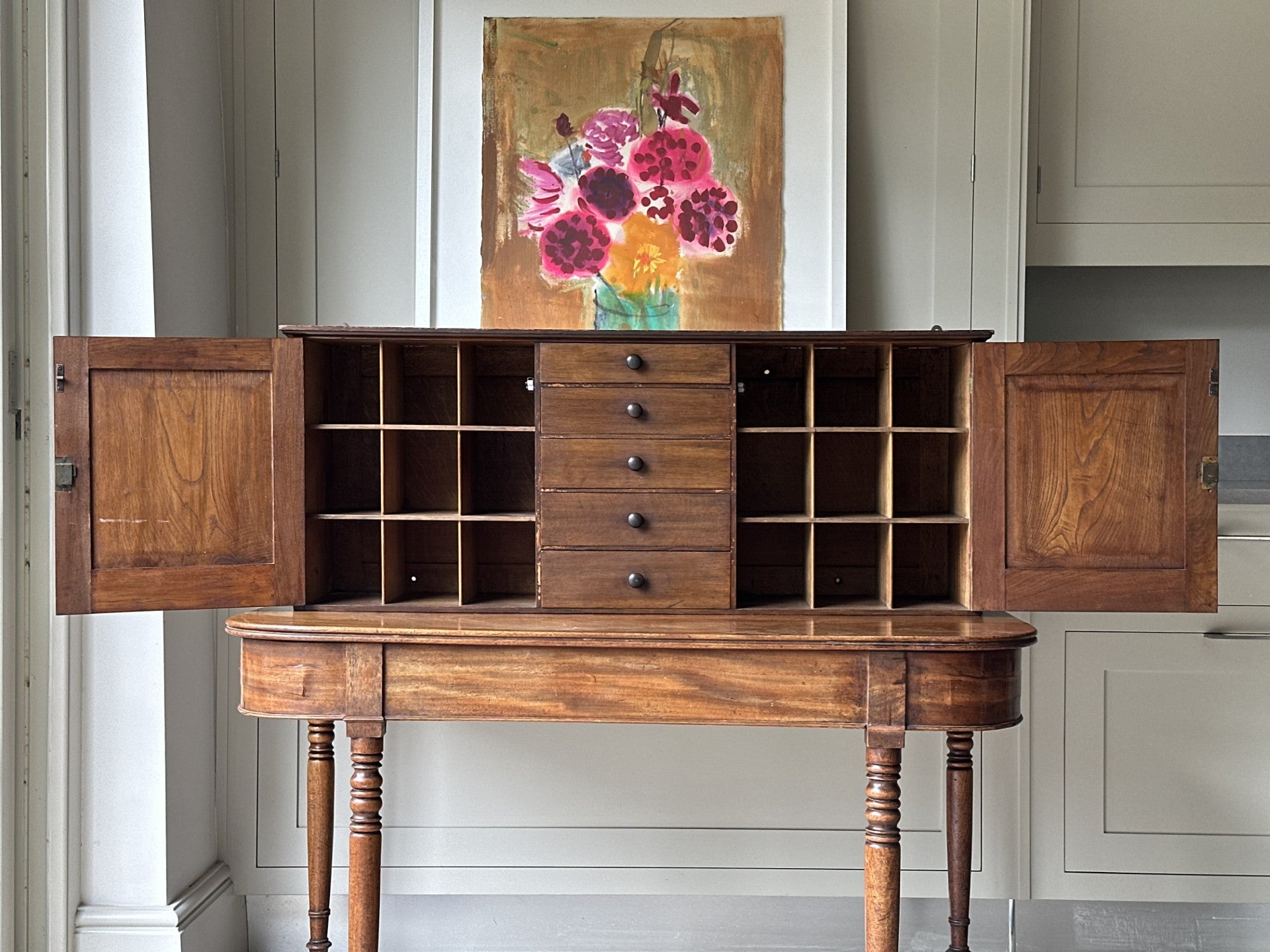 C19 Oak and Ash wall cabinet/pigeon holes