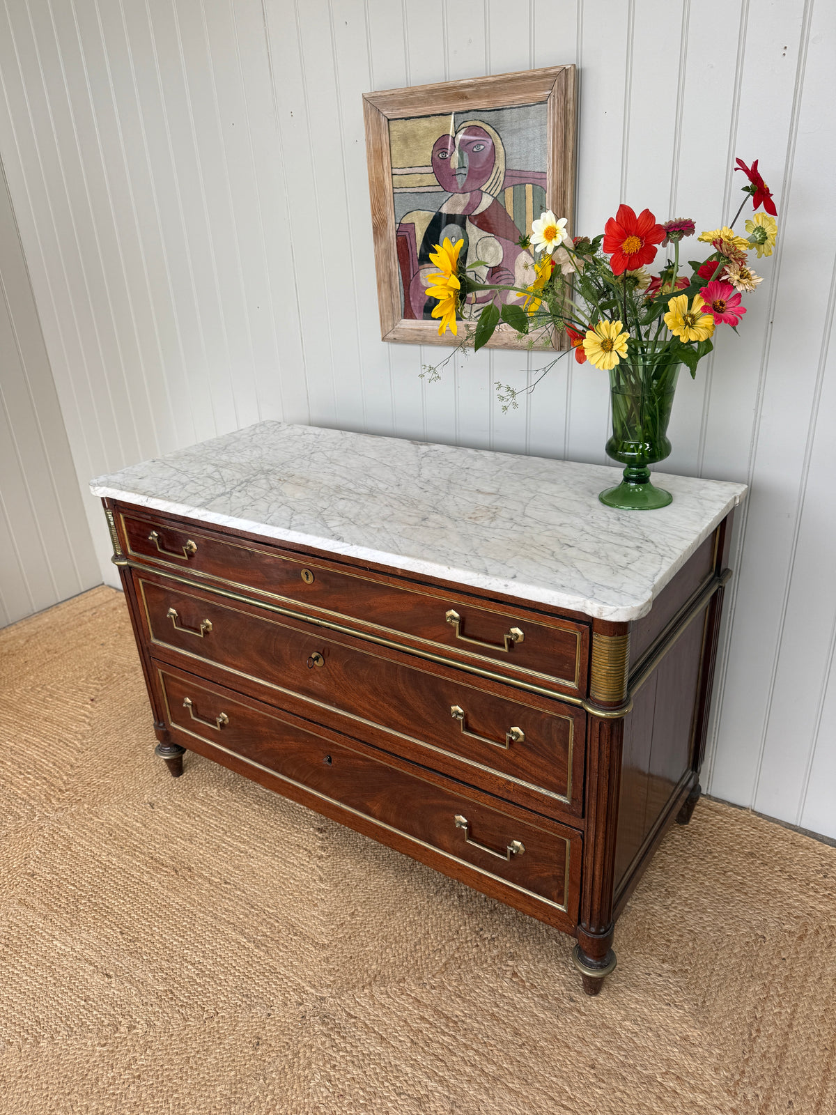 Louis XVI Commode with Carrara Marble Top