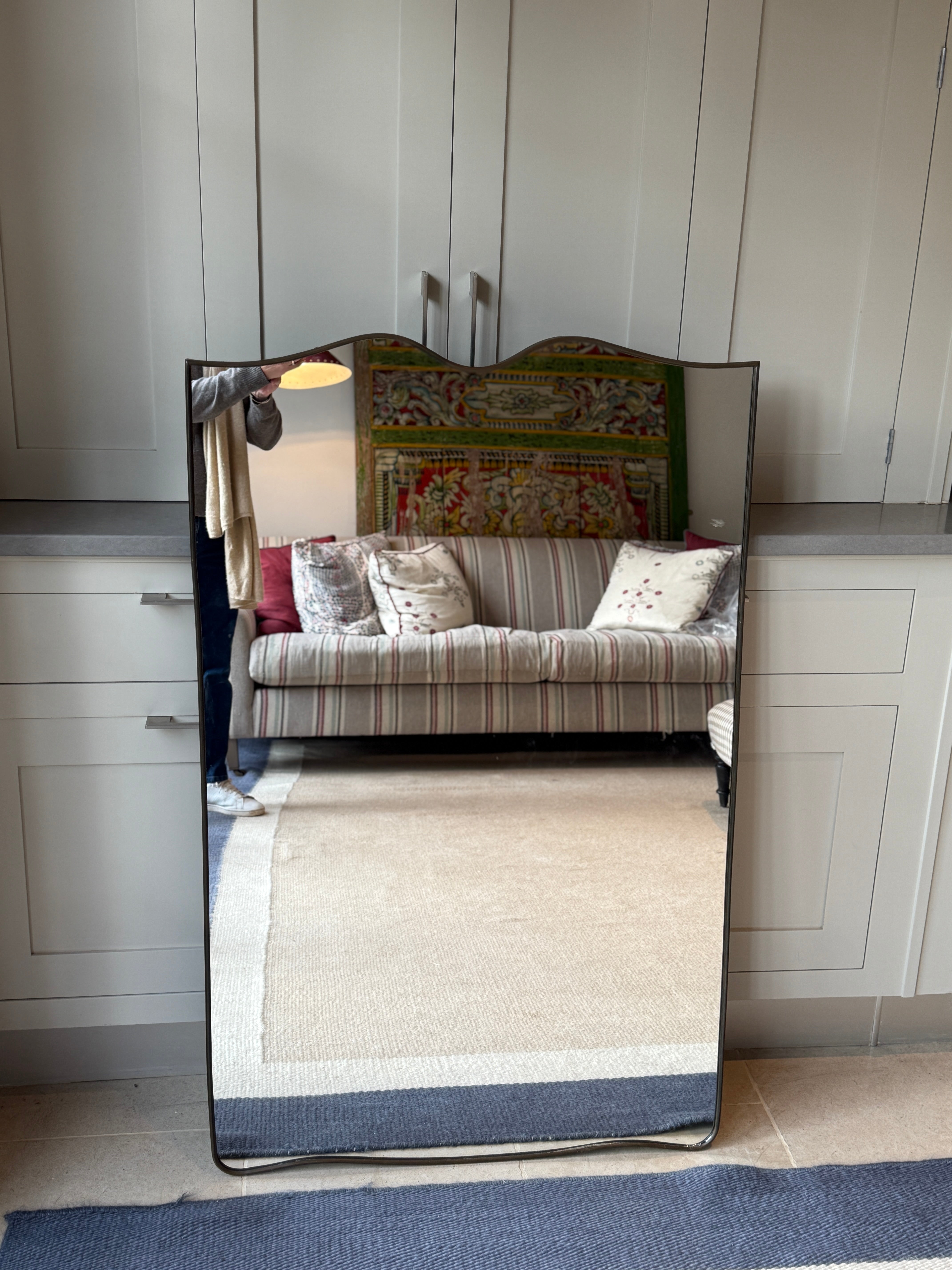 Large Italian Brass Portrait Shield Mirror 120cm by 75cm