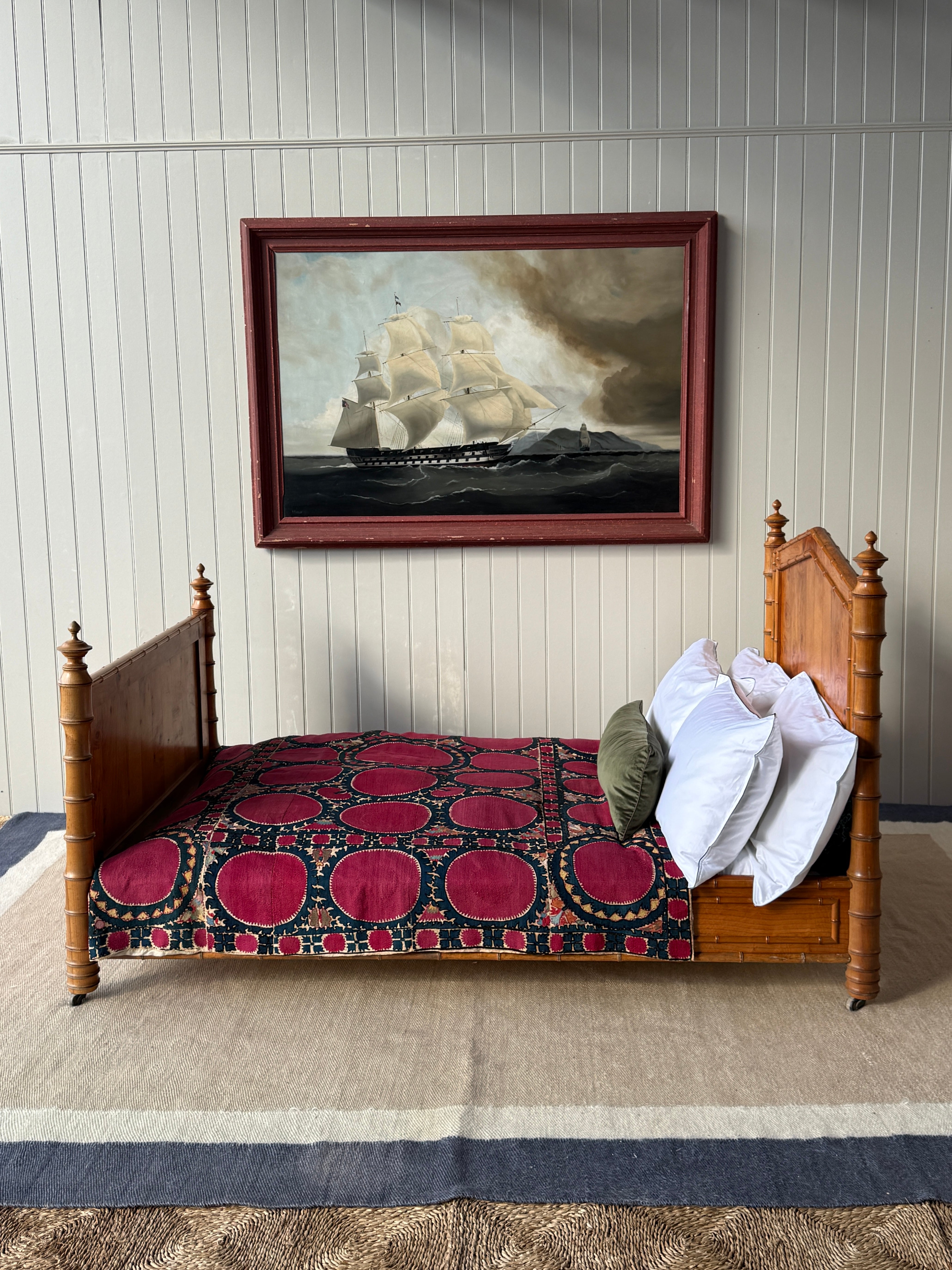 Large Single/ Small Double Faux Bamboo Bed