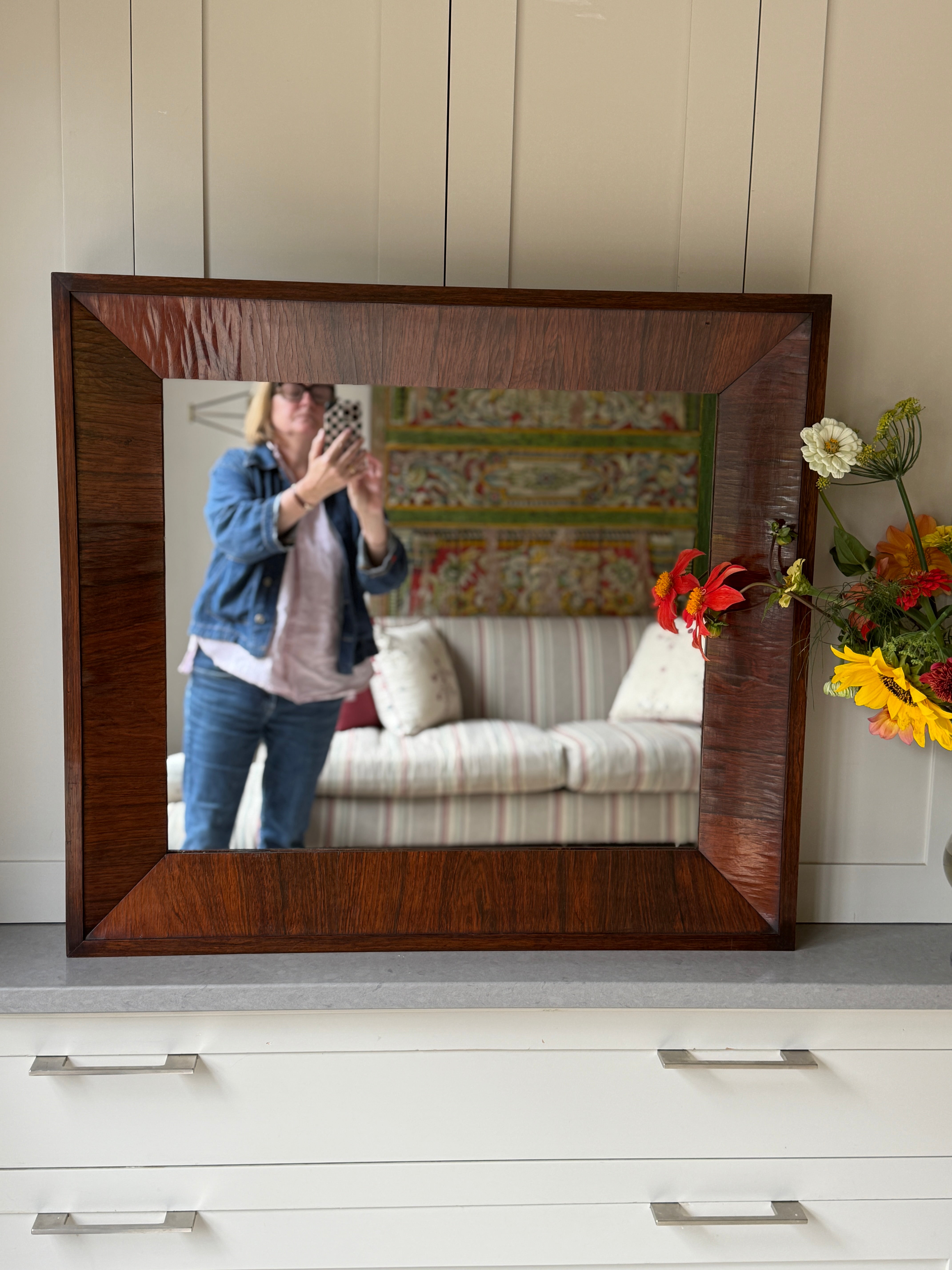 Art Deco Rosewood Mirror, Circa