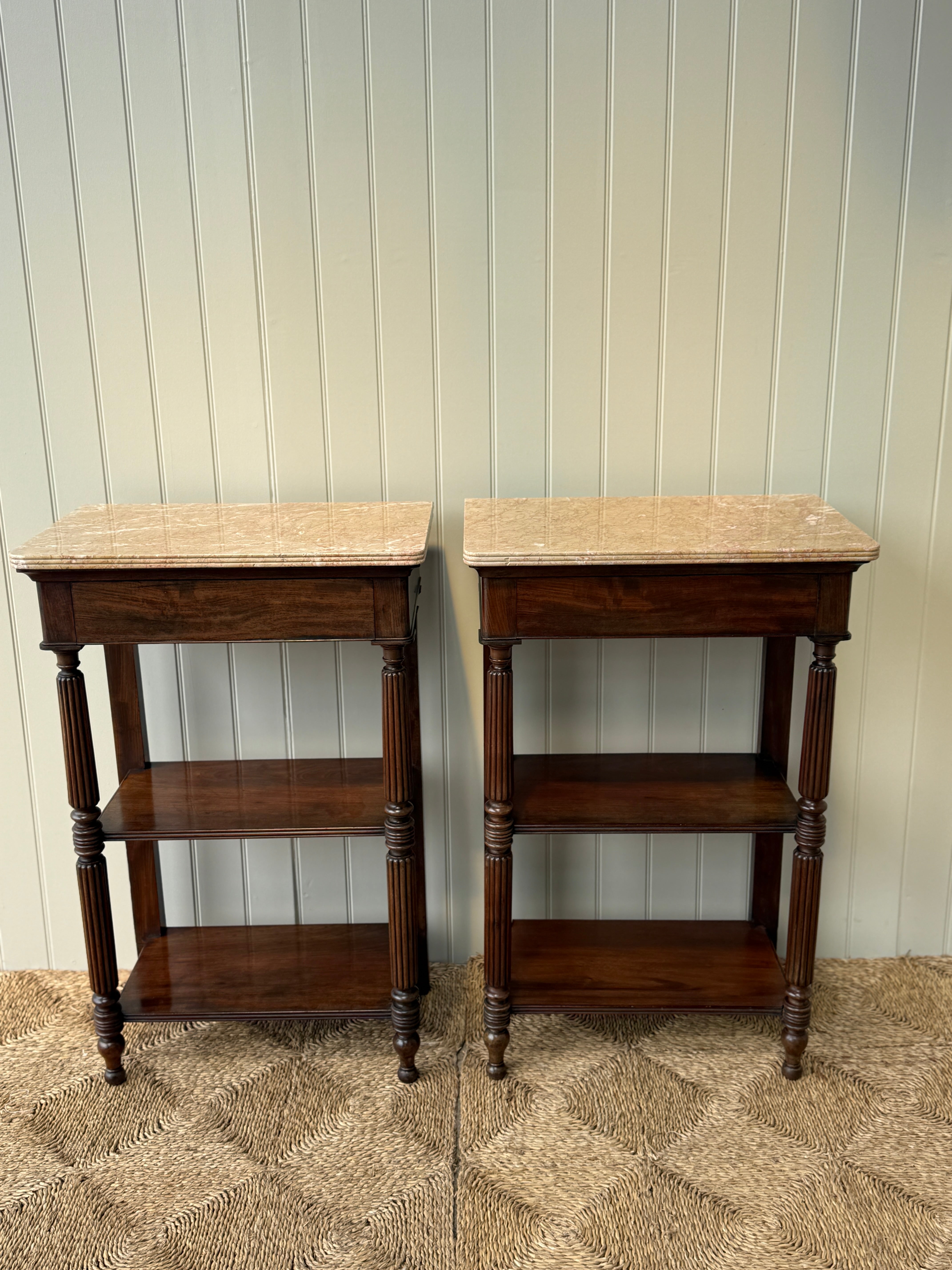 Pair of Tall Marble Topped Etageres
