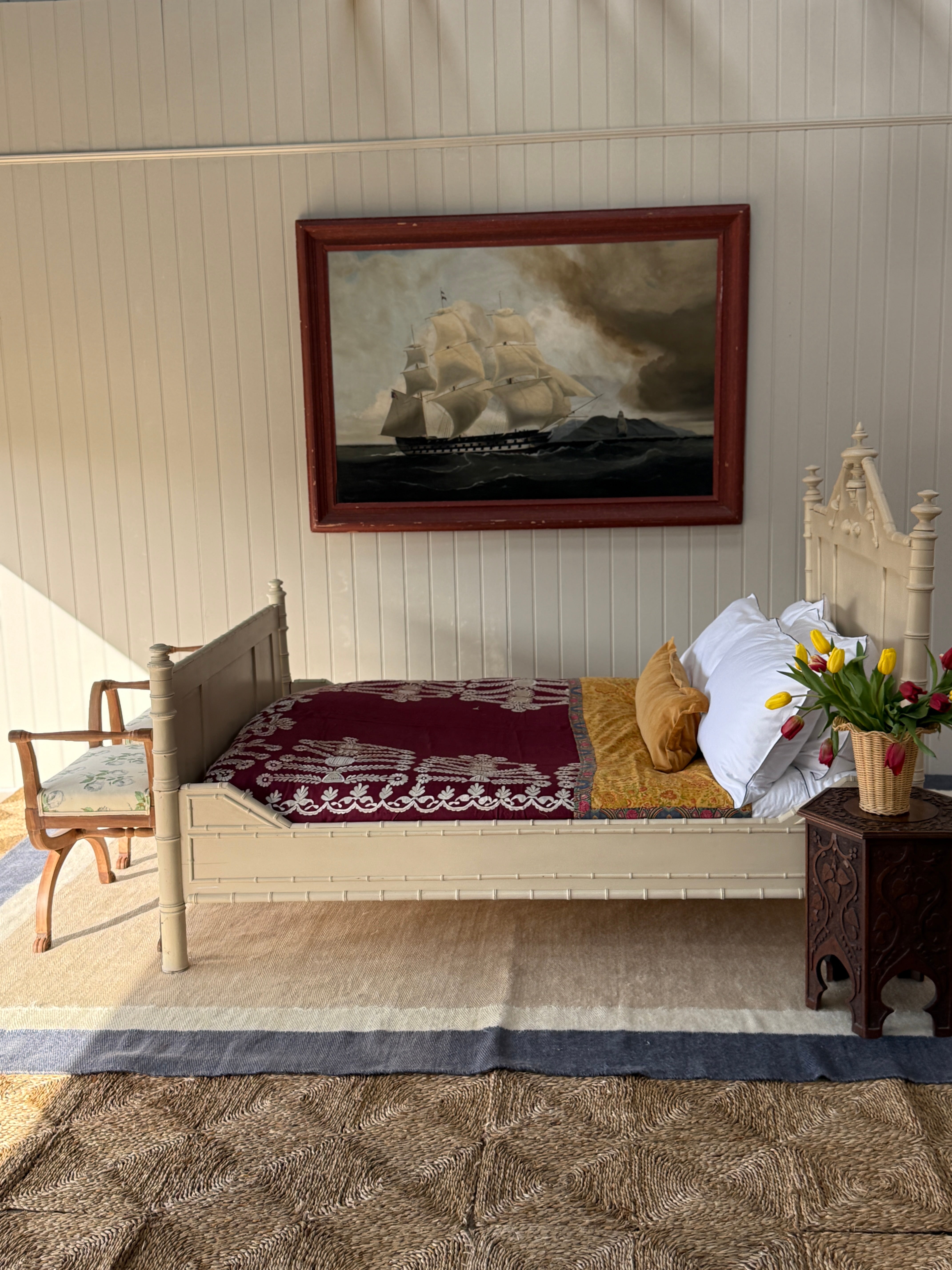 Faux Bamboo Painted Double Bed