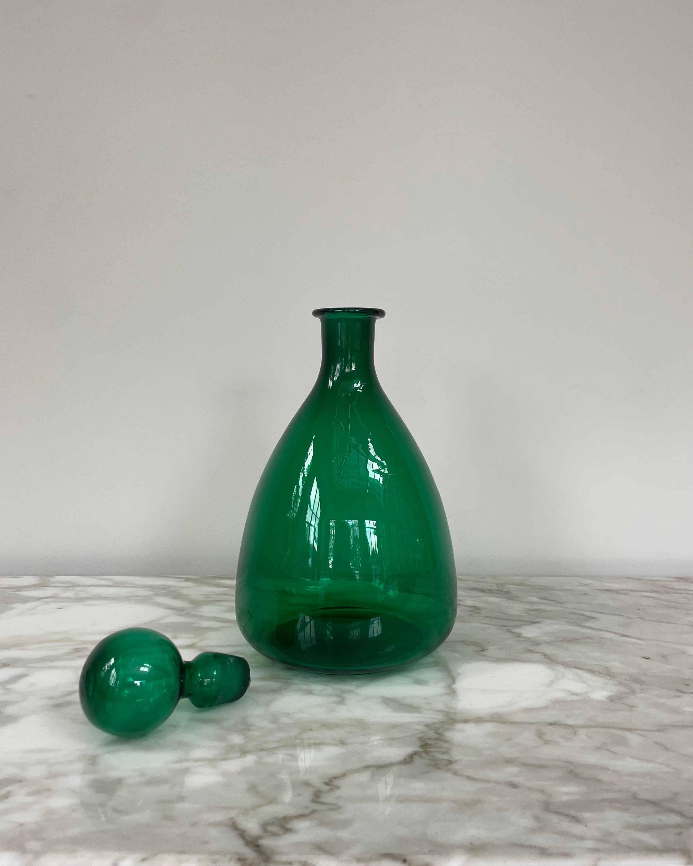 Vintage Green Glass Decanter