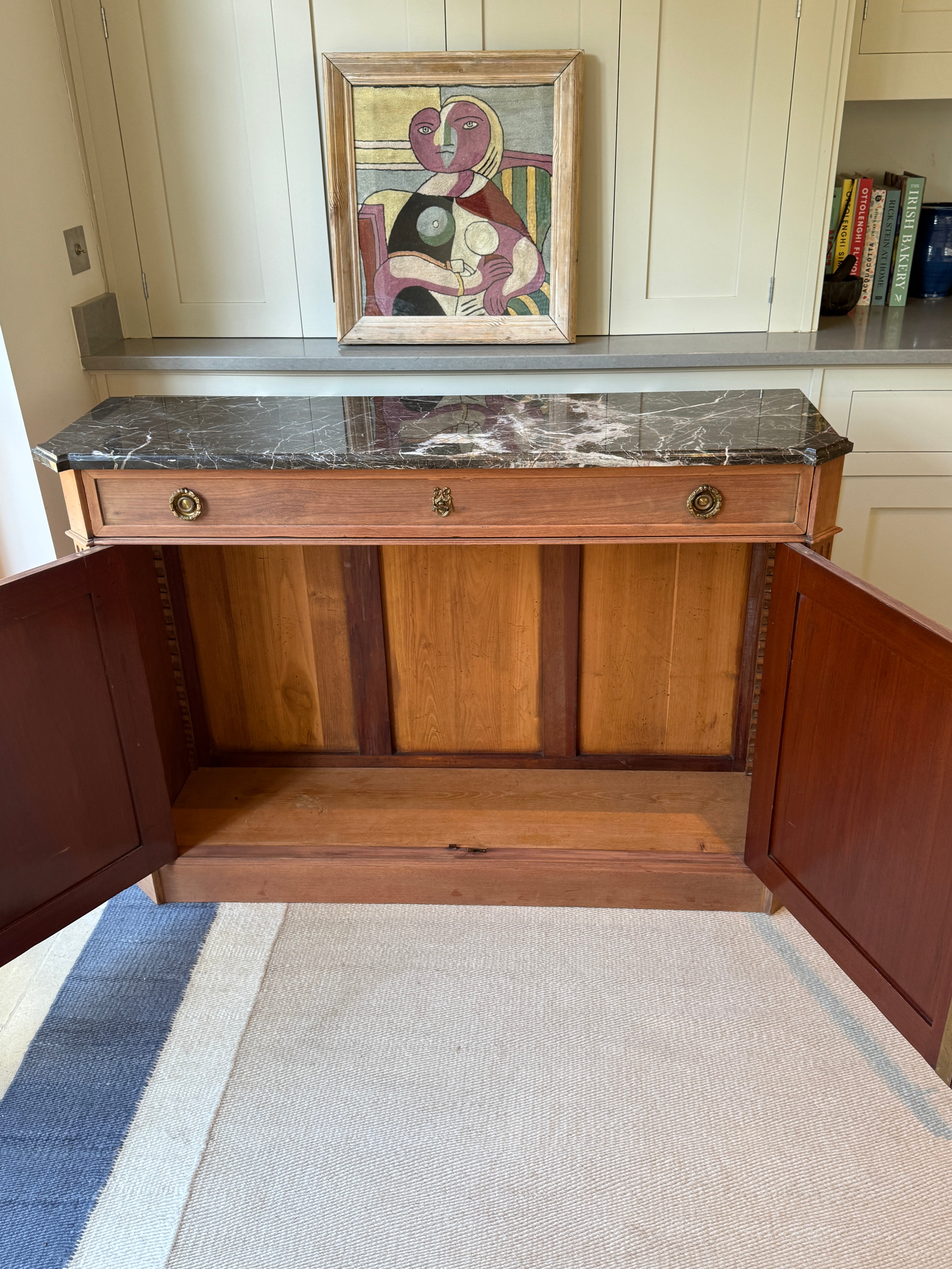 Slim French Marble Topped Side Board