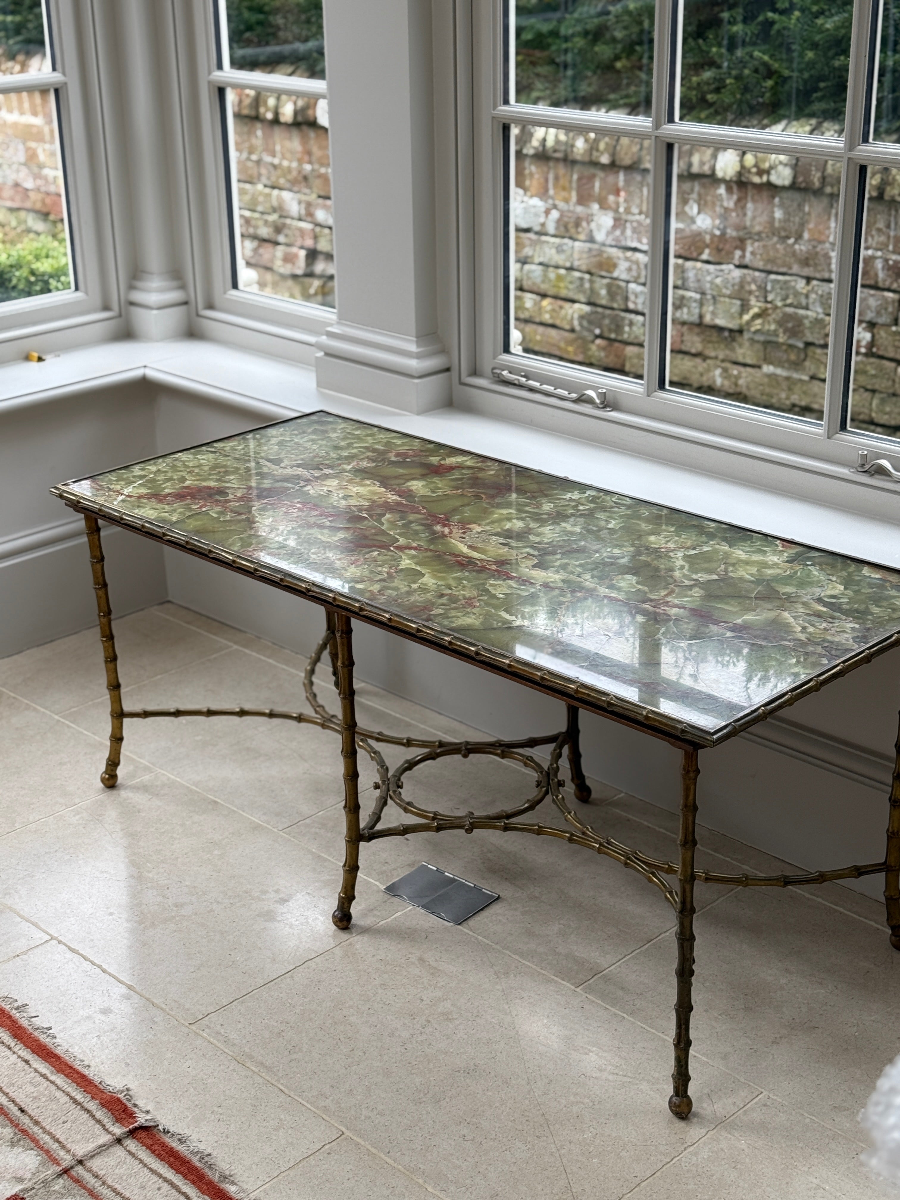 Large Onyx and Brass Coffee Table