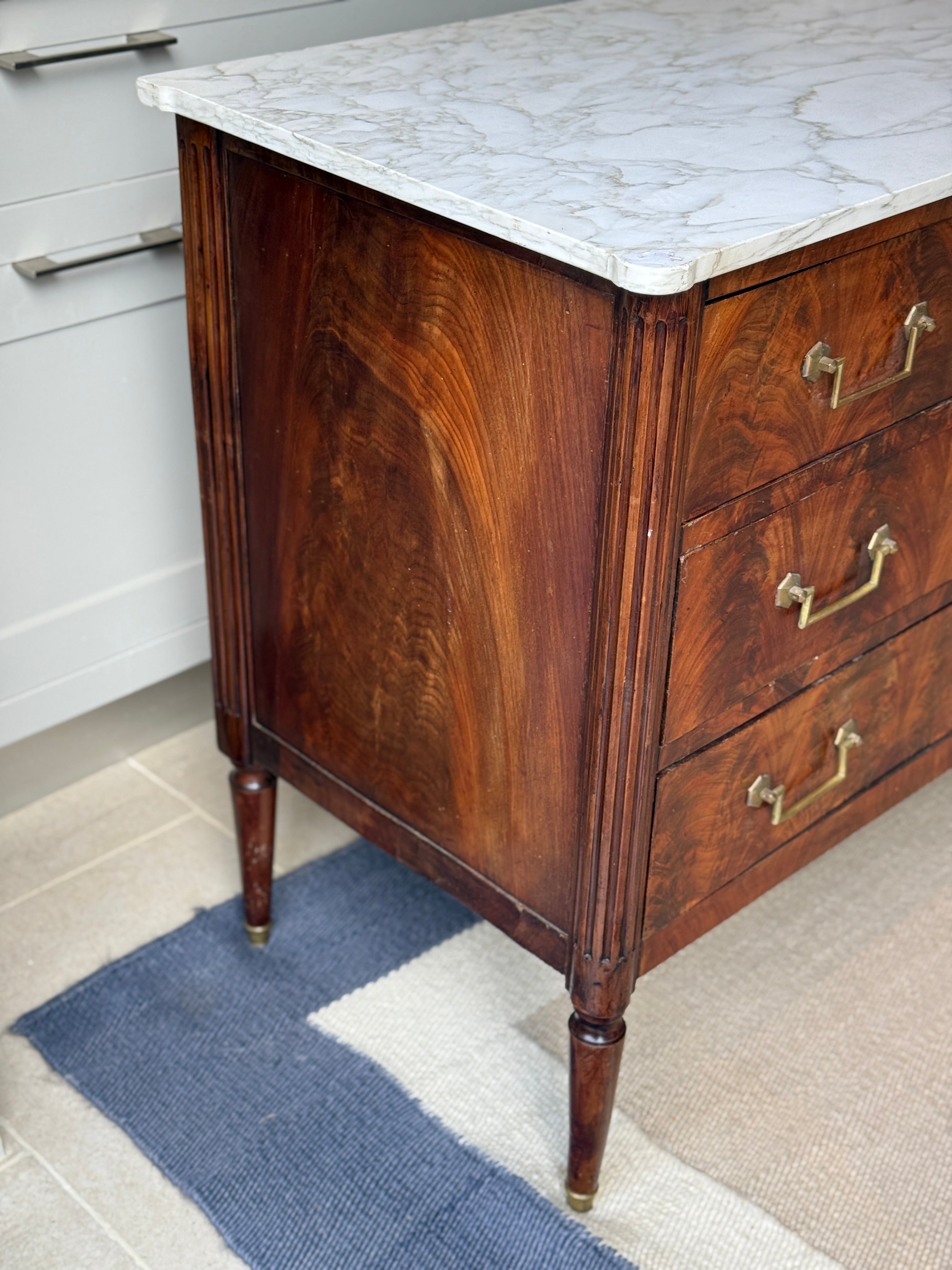 Louis XVI White Marble topped Commode