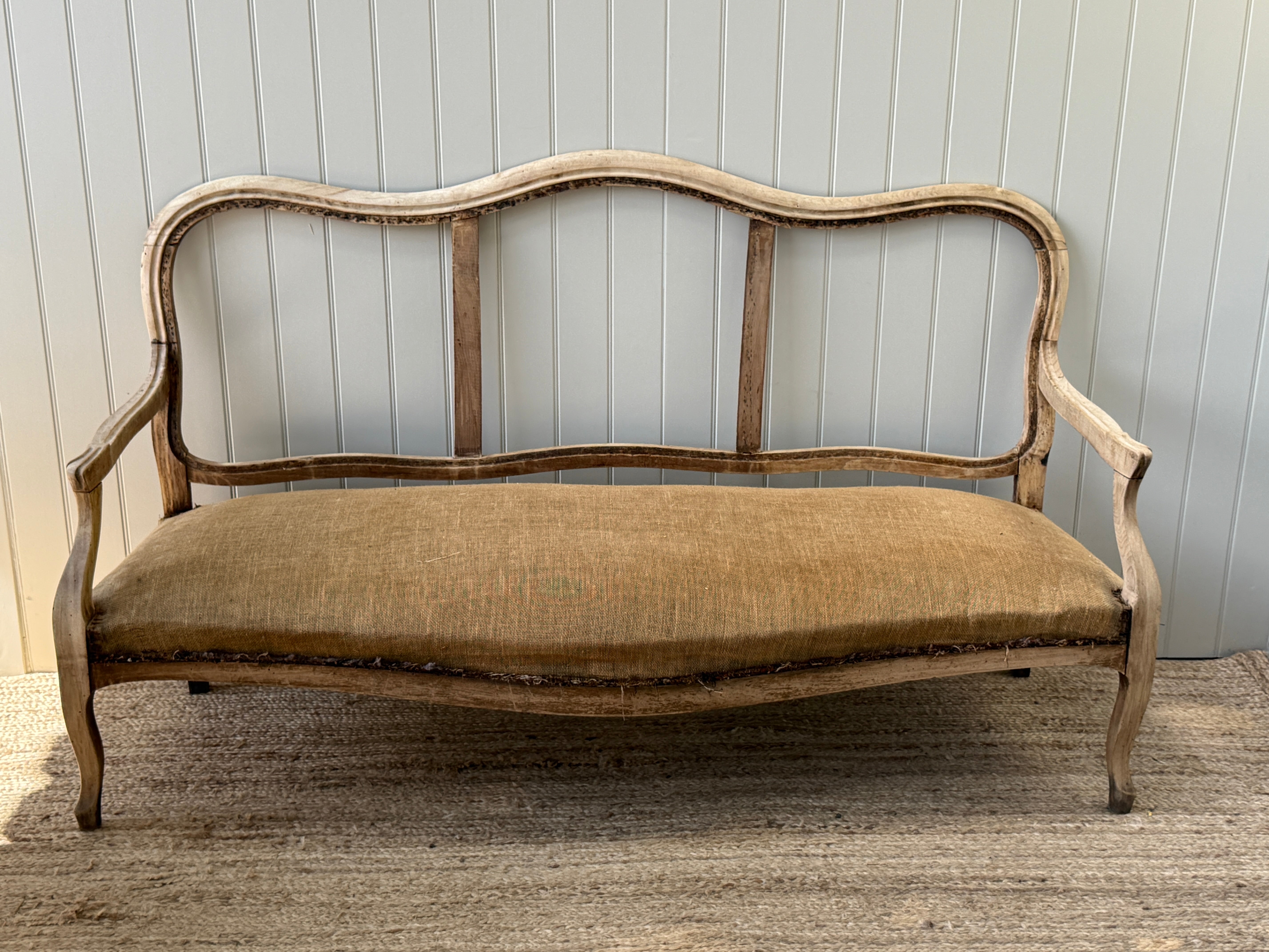 19th Century French Louis XV-Style Bleached Oak Canapé