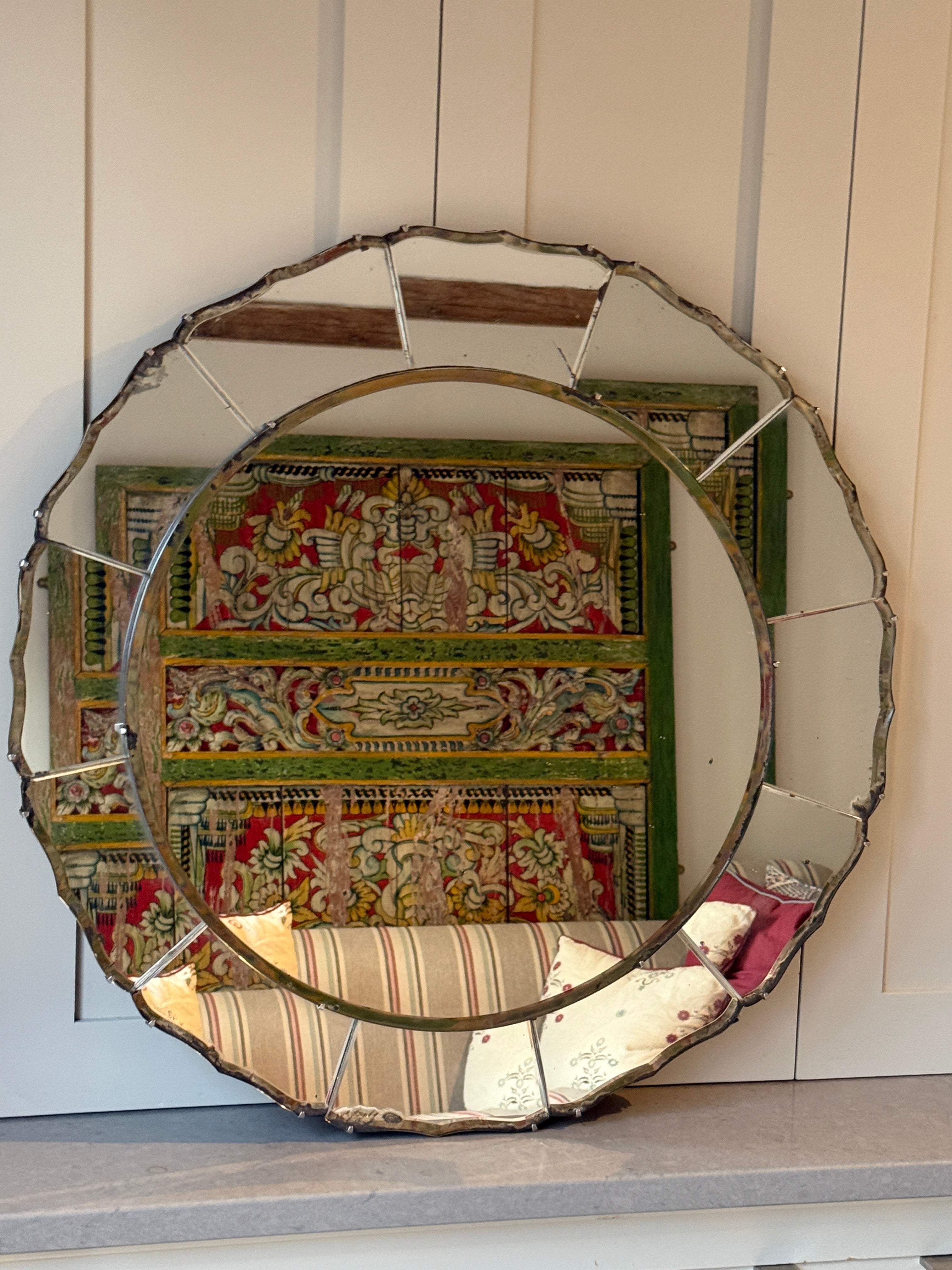Large Round Art Deco Petal Mirror