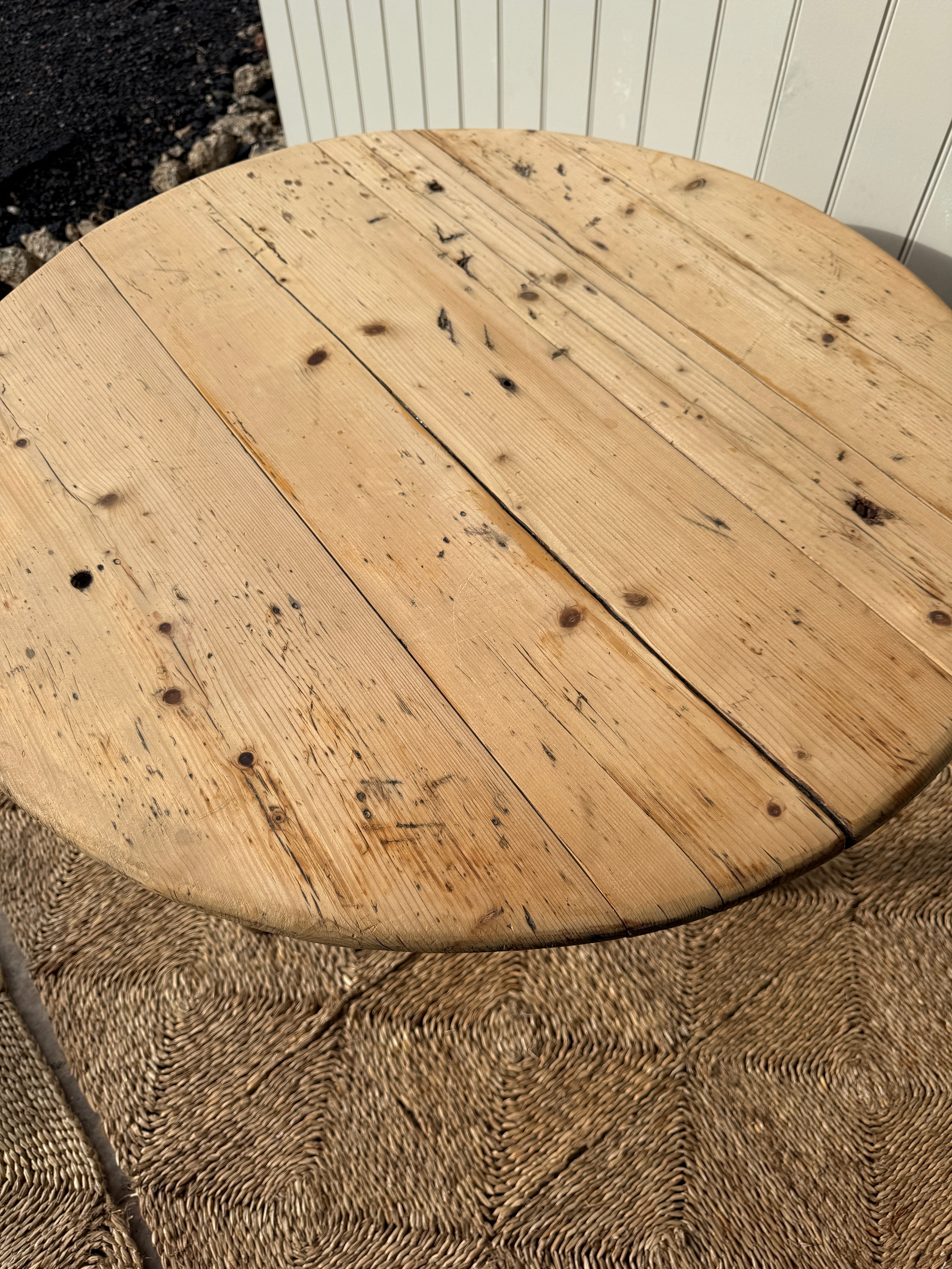 Antique Pine Cricket Table with Historic Repairs