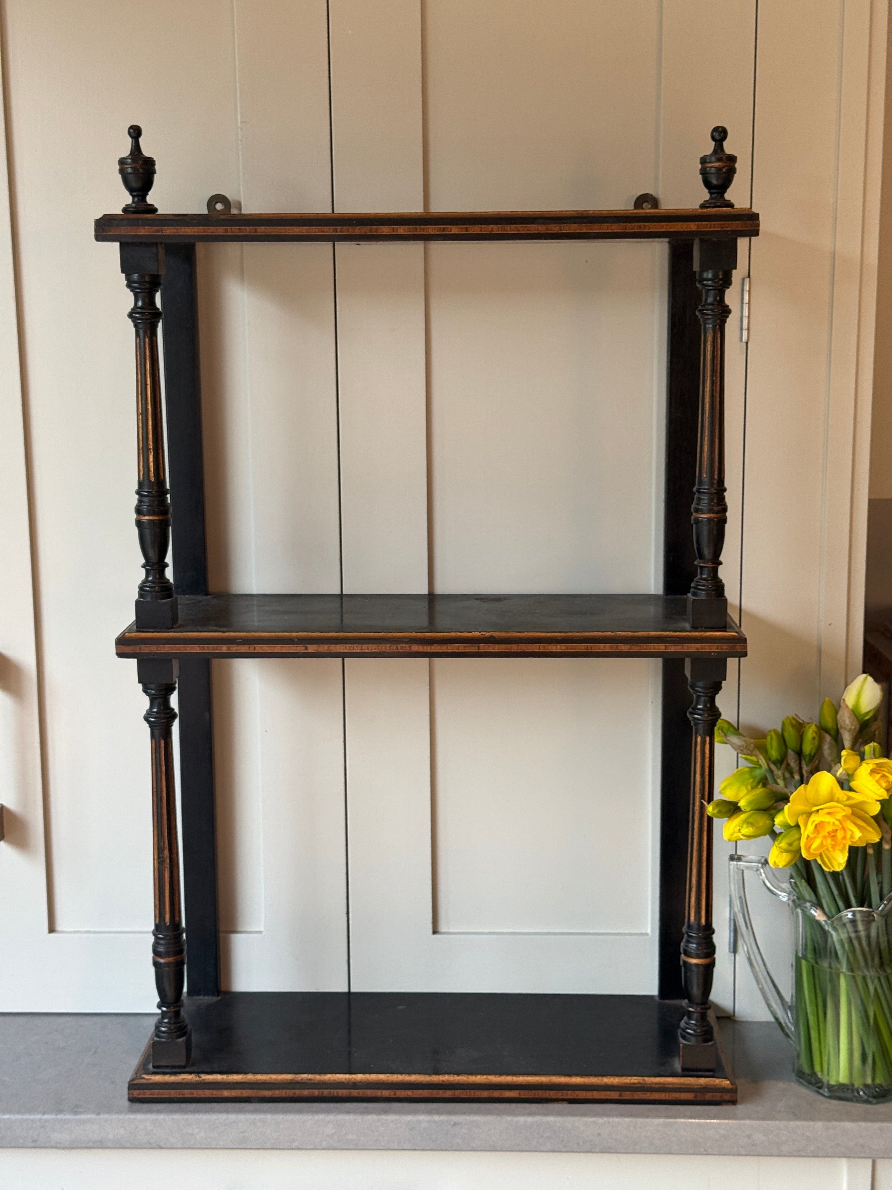 Small Ebonised Wall Shelves