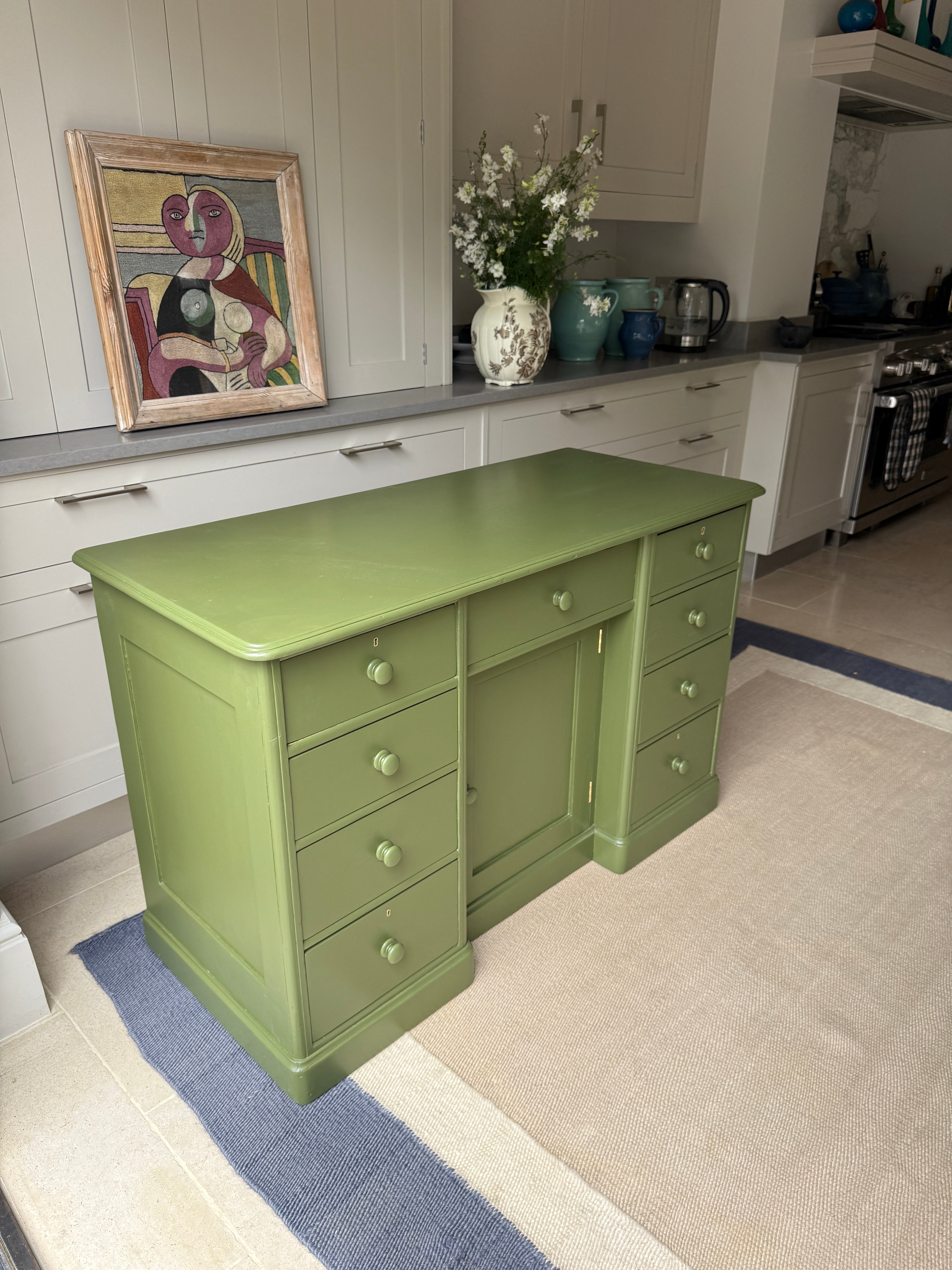 Painted Pine Dresser Base in Olive Colour by Little Greene