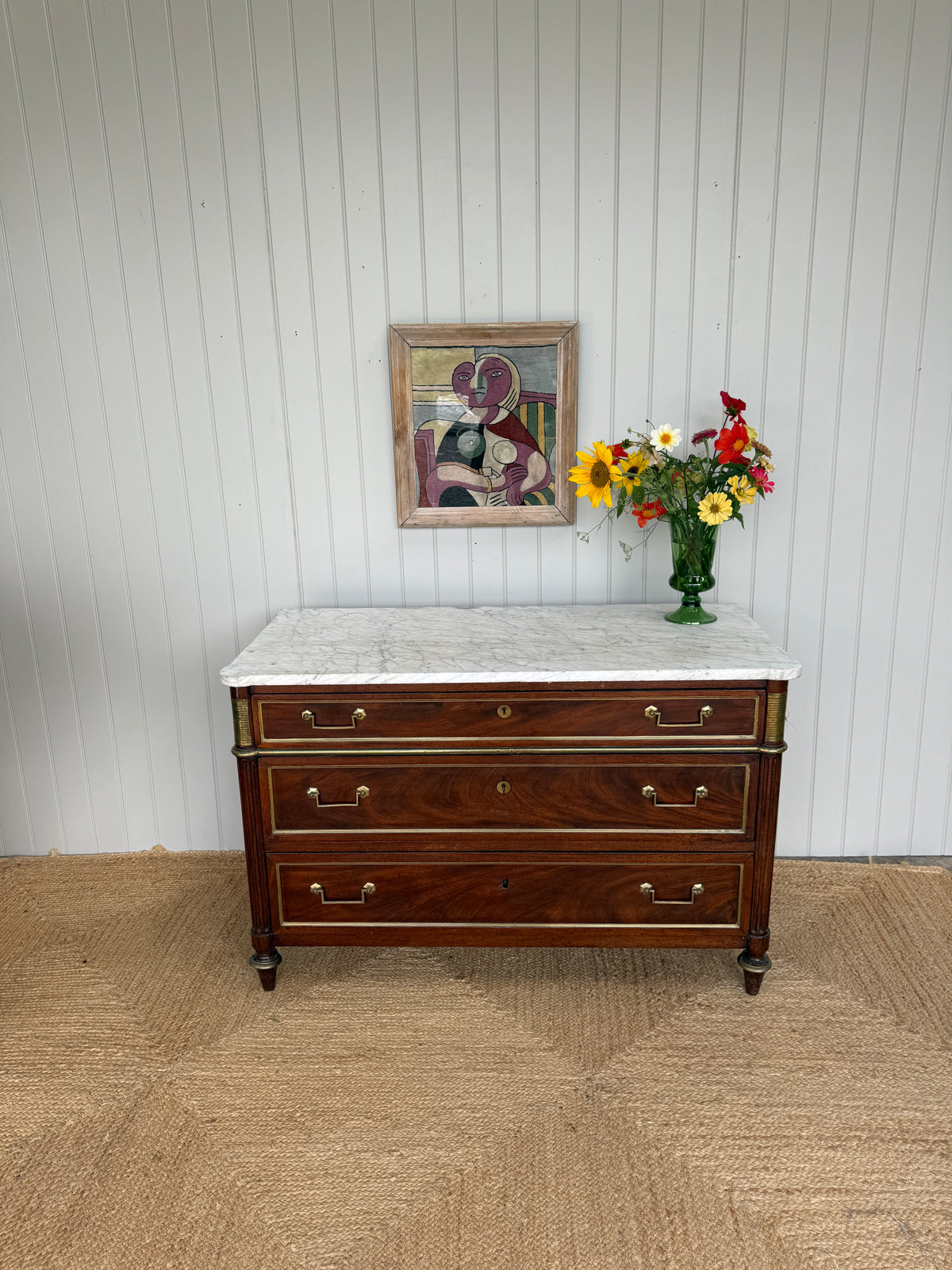 Louis XVI Commode with Carrara Marble Top