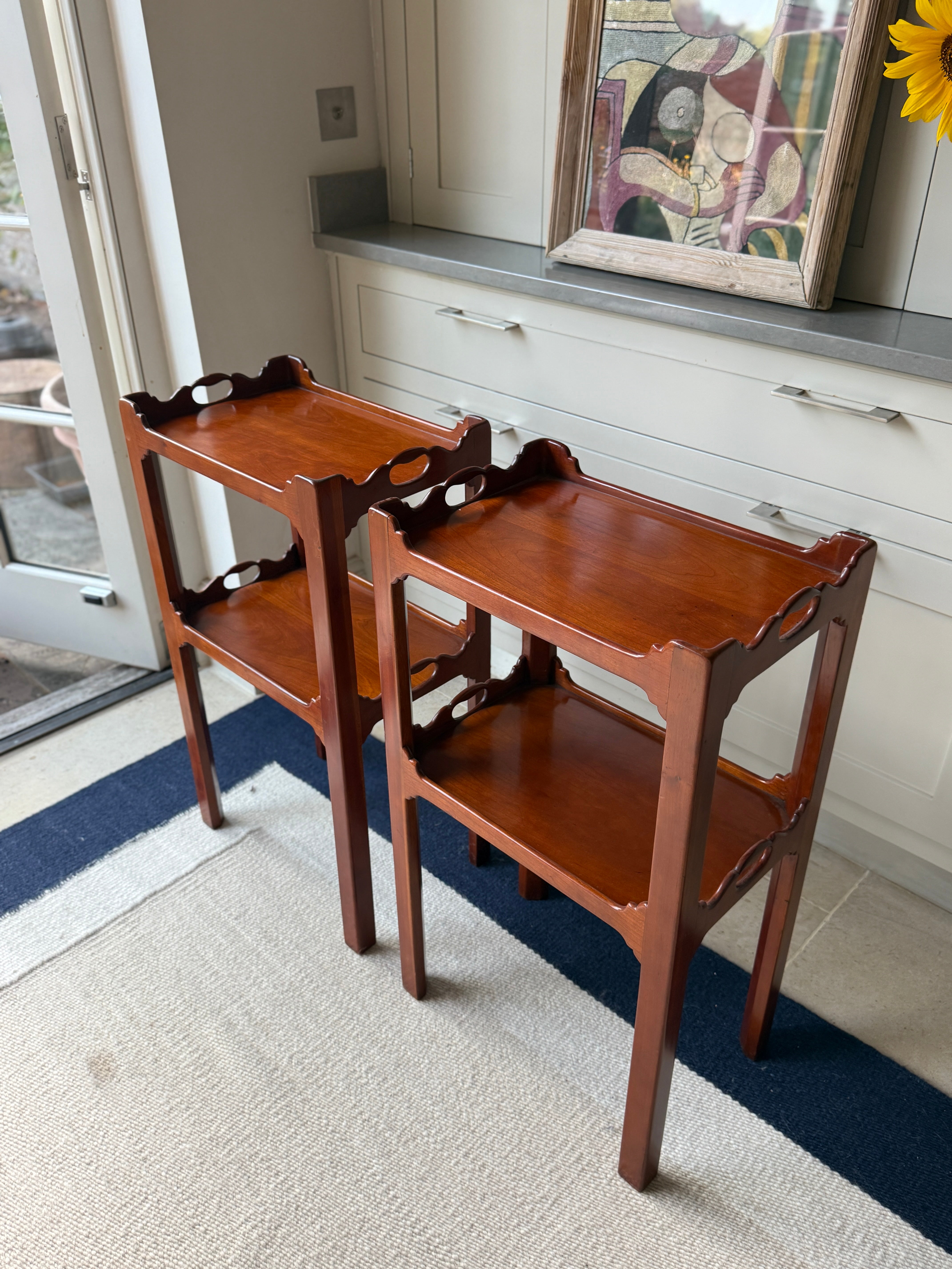 Pair of Mahogany Two-Tier Tray-Top Occasional Tables, Early 20th Century