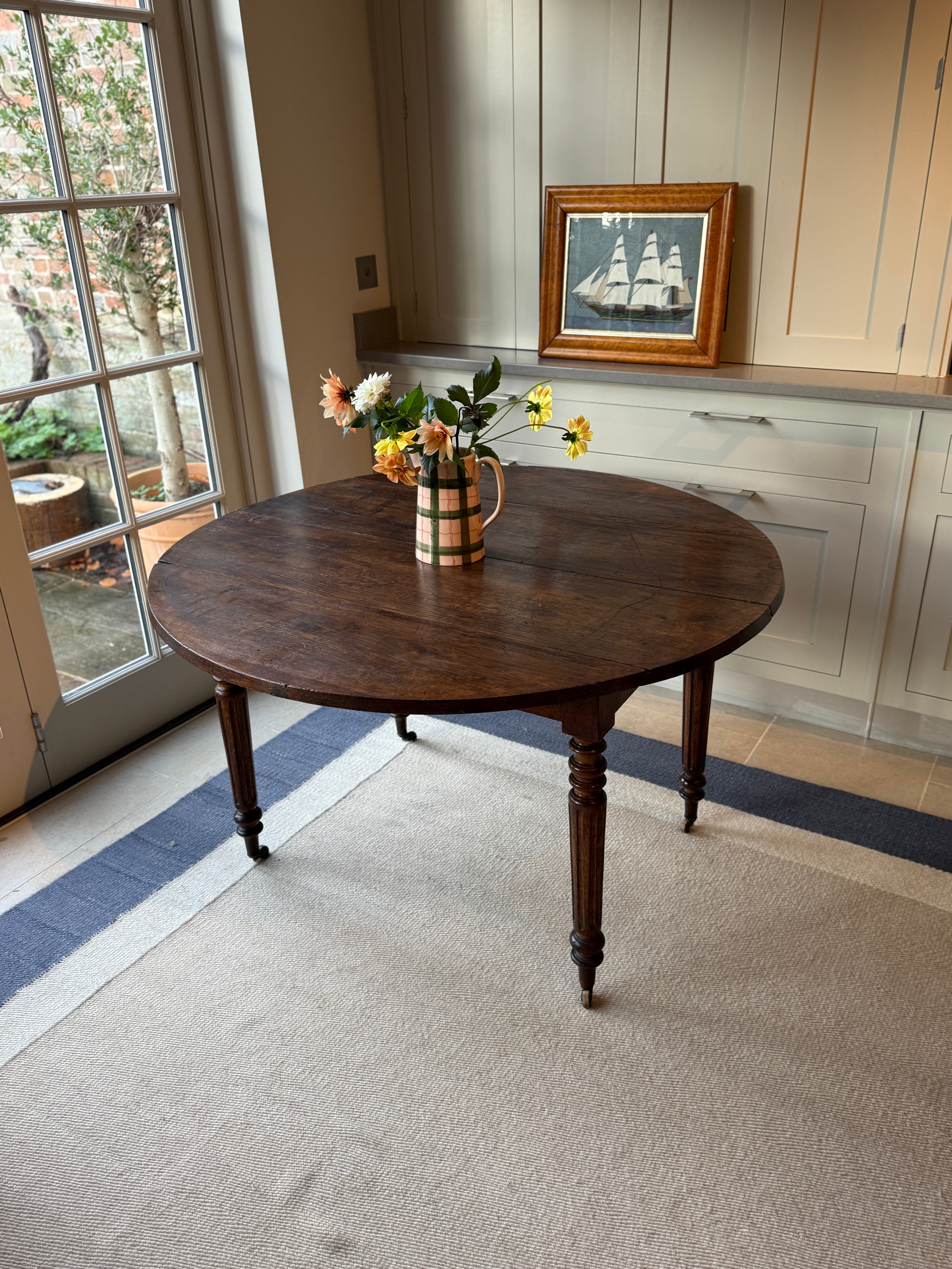 Large Walnut Drop Leaf Table - Circa 1840