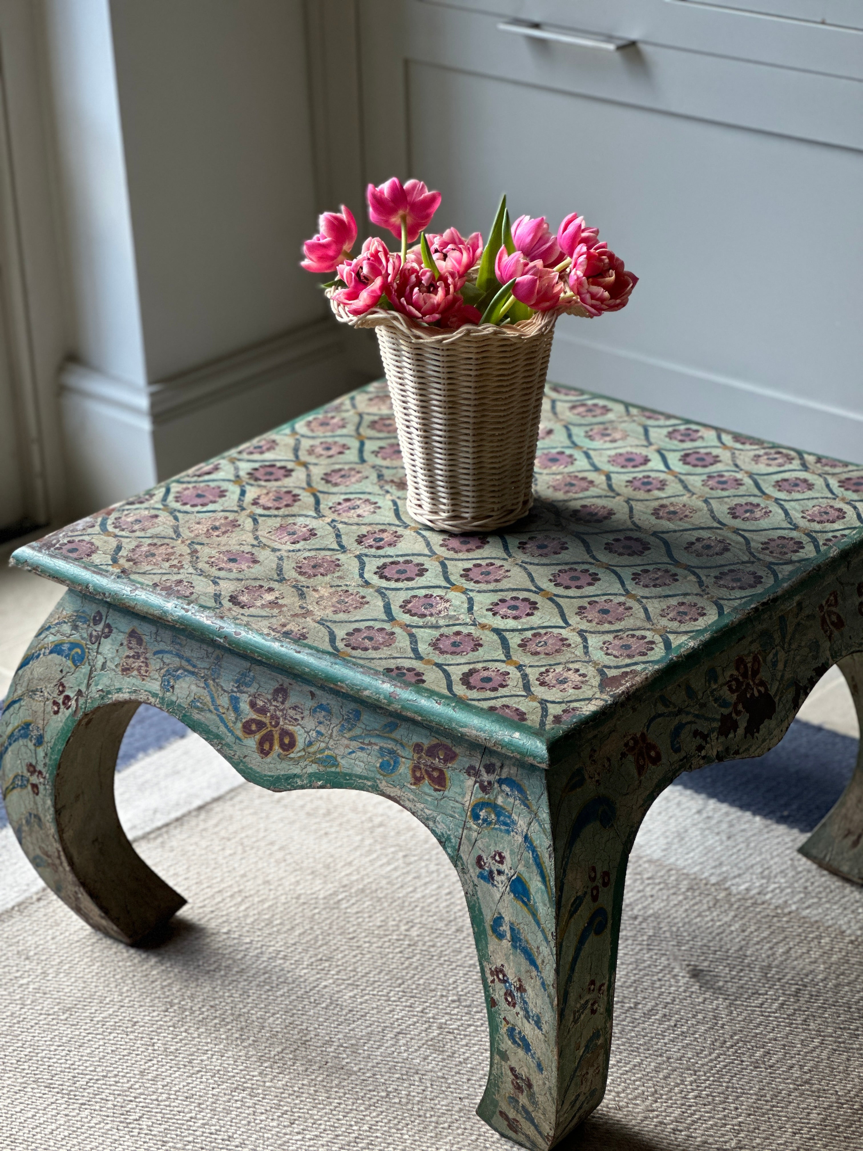 Charming vintage painted Indian hardwood table