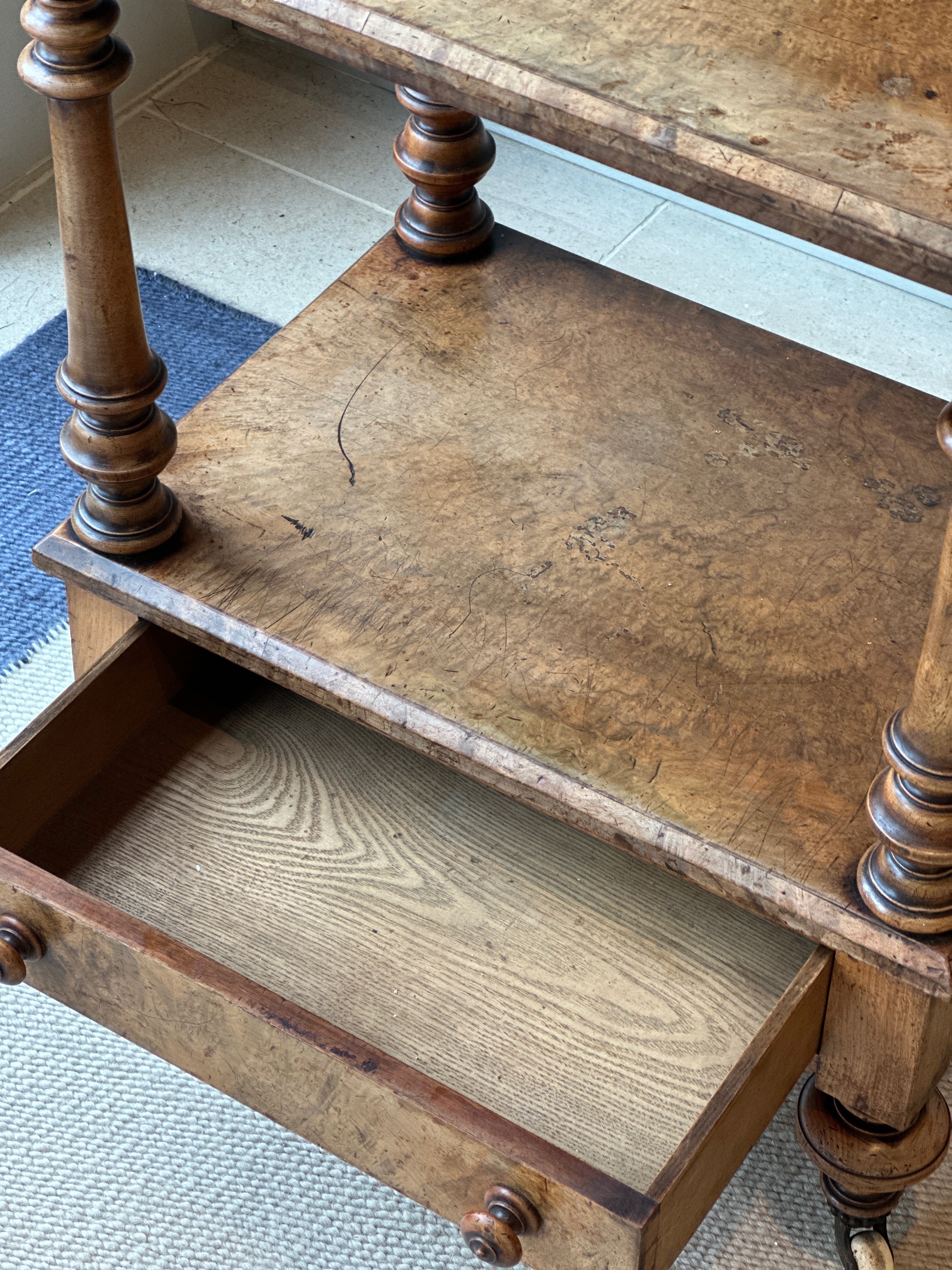 Charming Faded Walnut Side Table