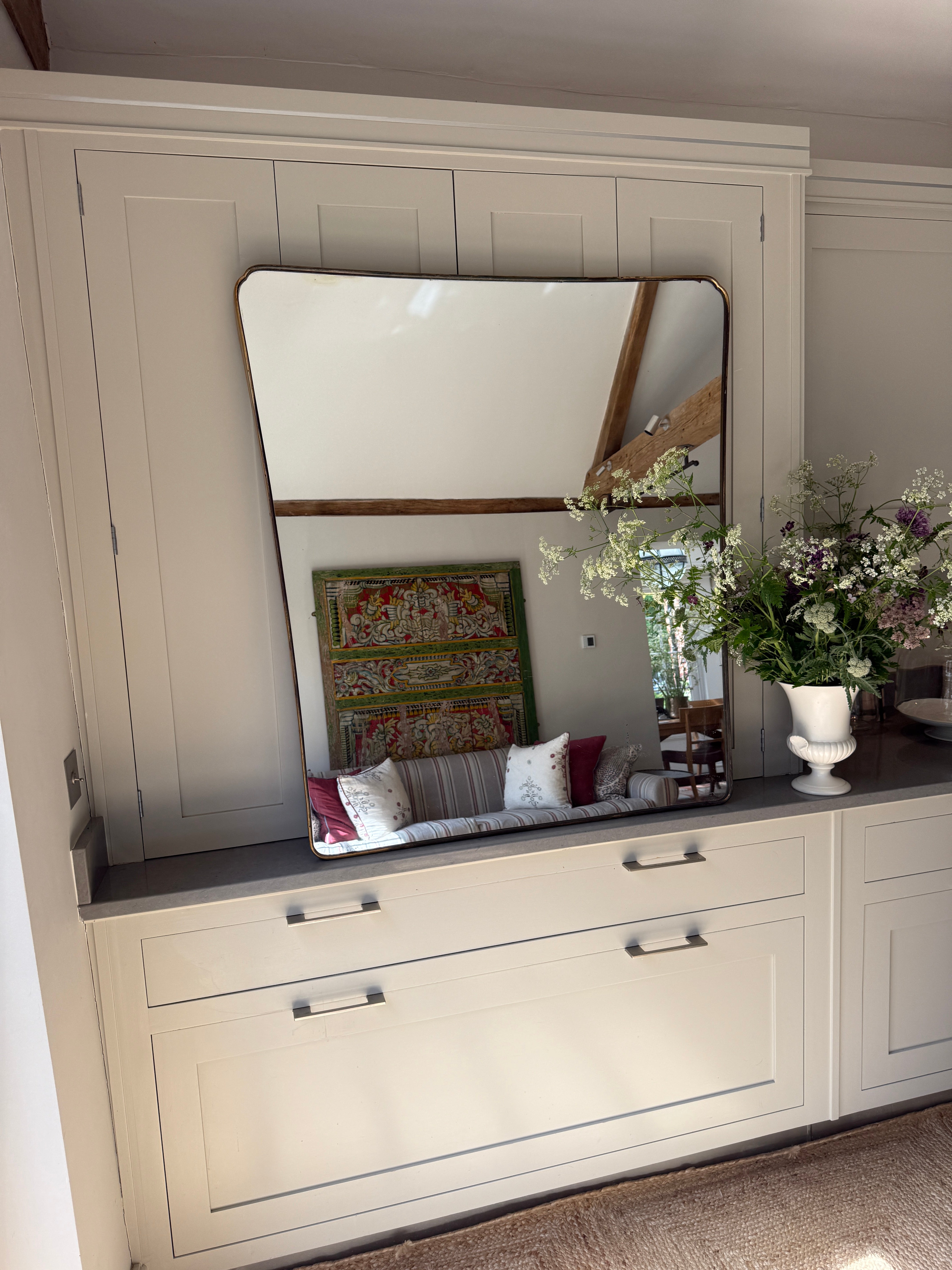 Very Large Italian Brass Shield Mirror (110 x 99.5cm)