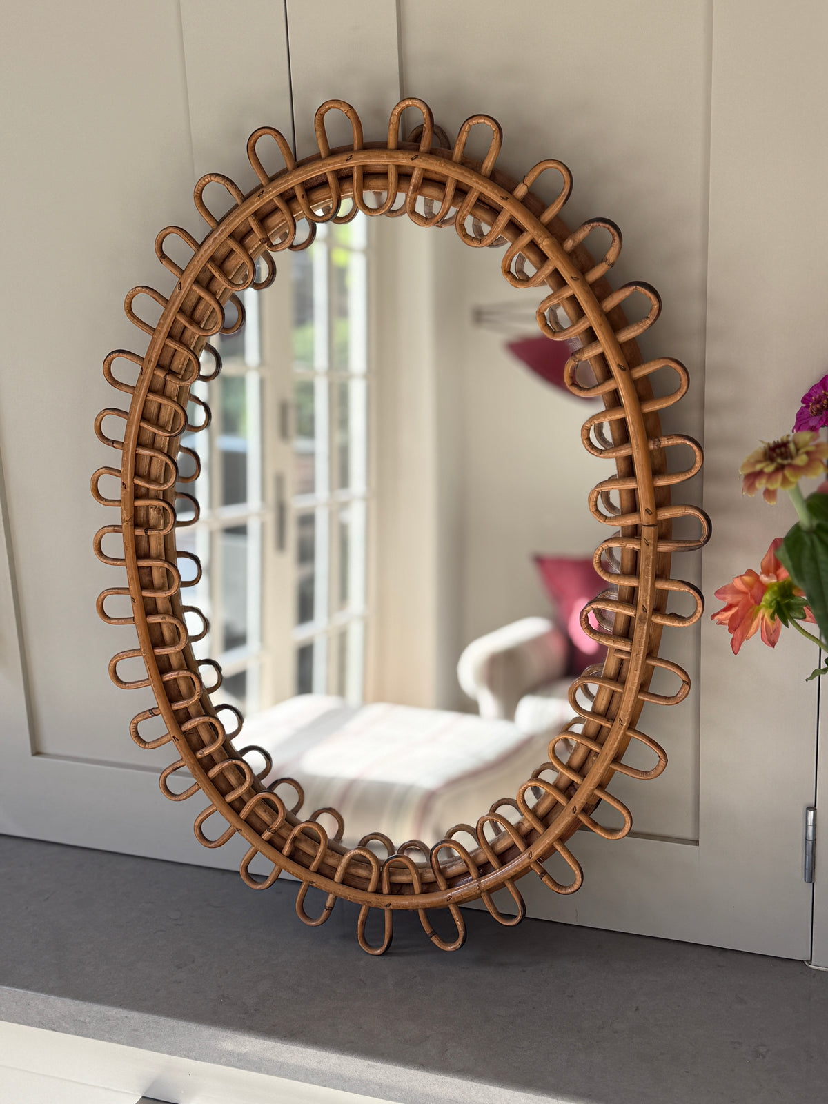 Vintage Oval Cane Mirror
