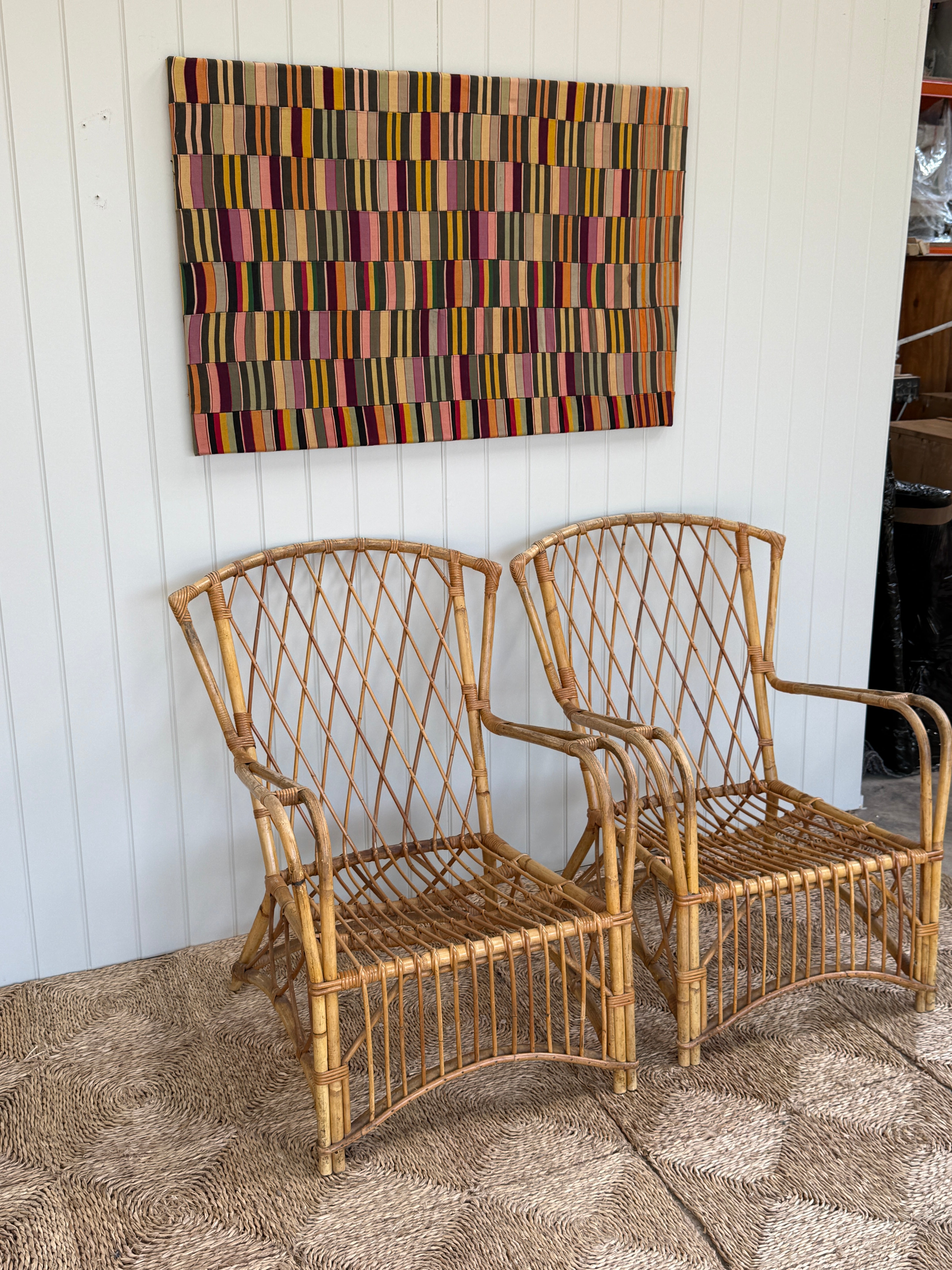 Pair of Mid Century French Cane Chairs