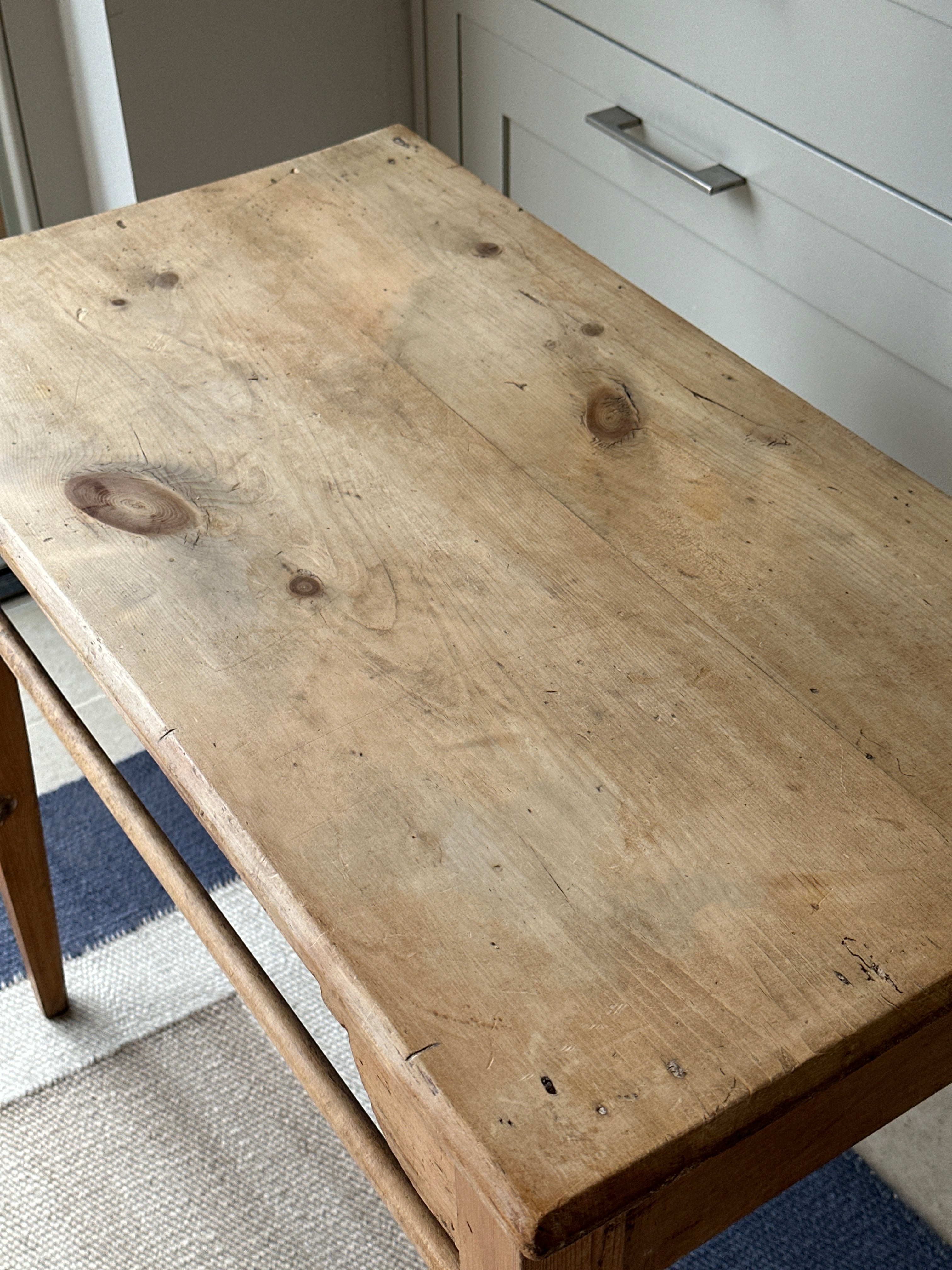 Lovely Antique Pine Table with Rail