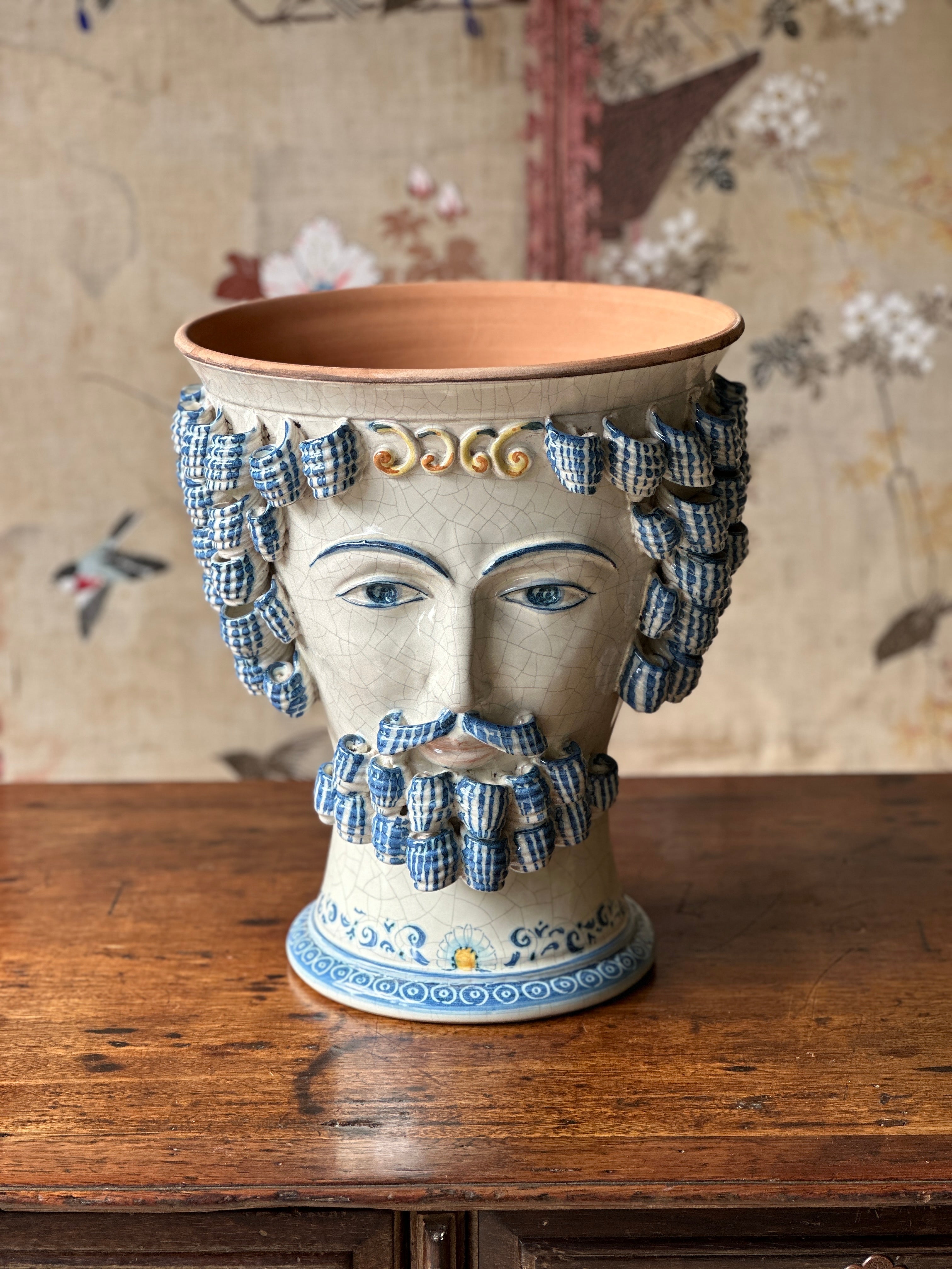 Large Vintage Sicilian Ceramic Vase - L’UOMO Blu