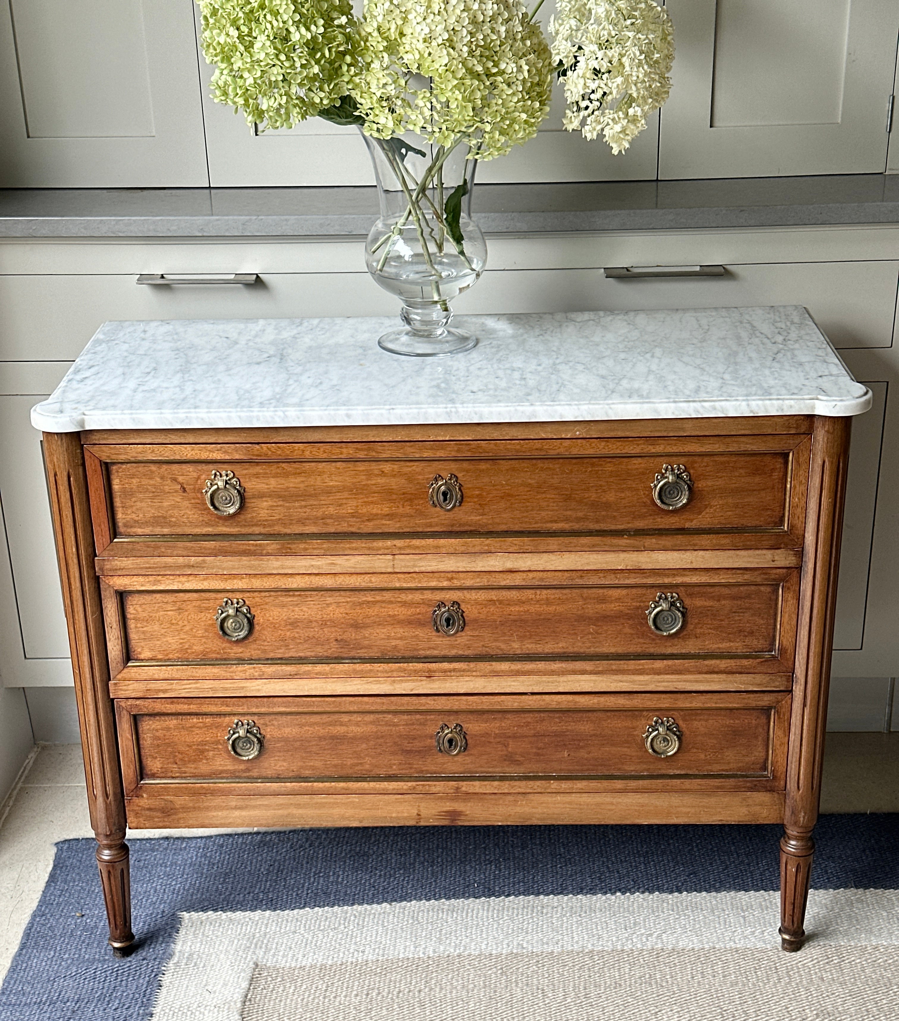 Smart Small French Commode with white marble top