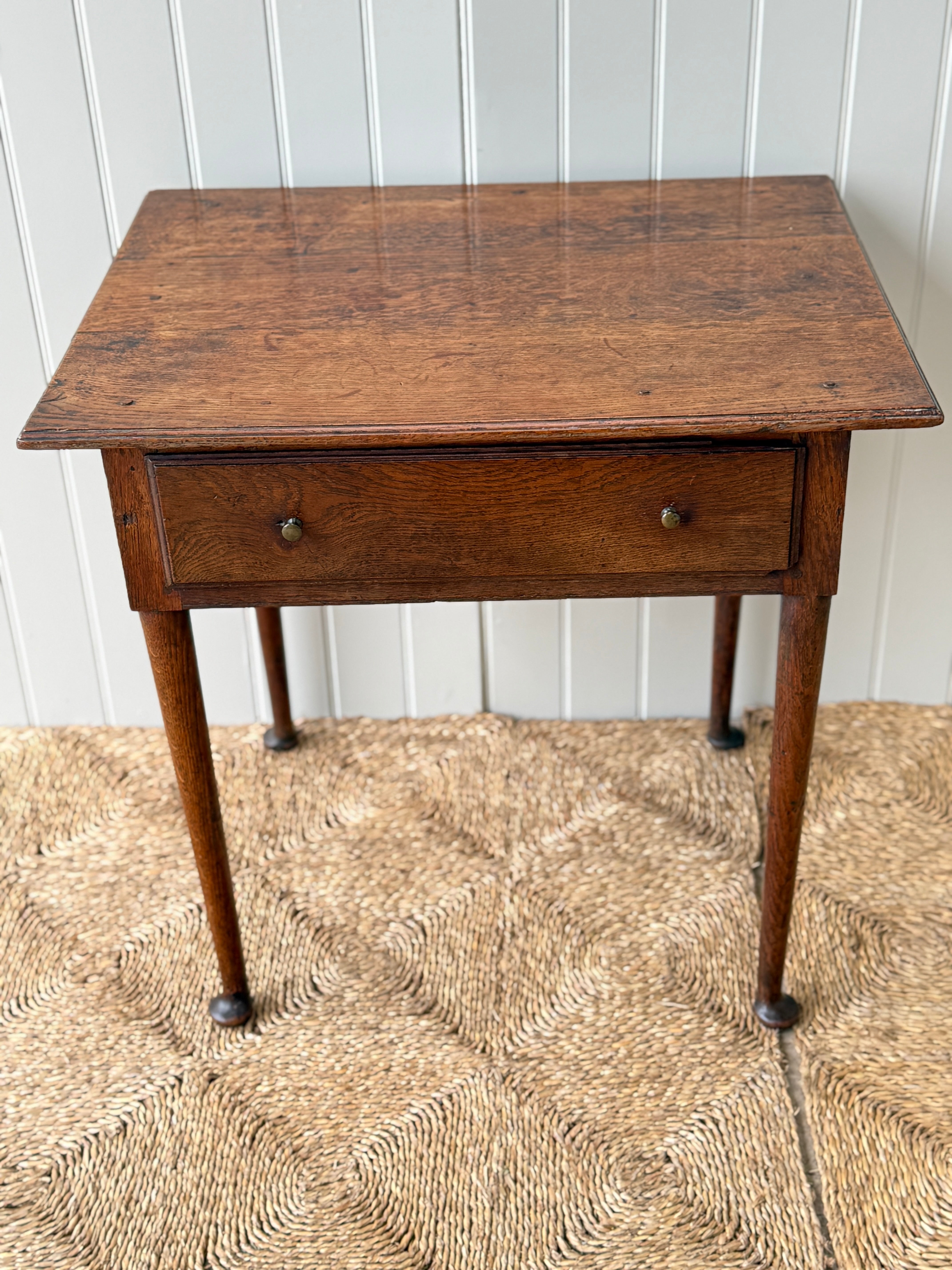 19th Century Oak Side Table with Pad Feet