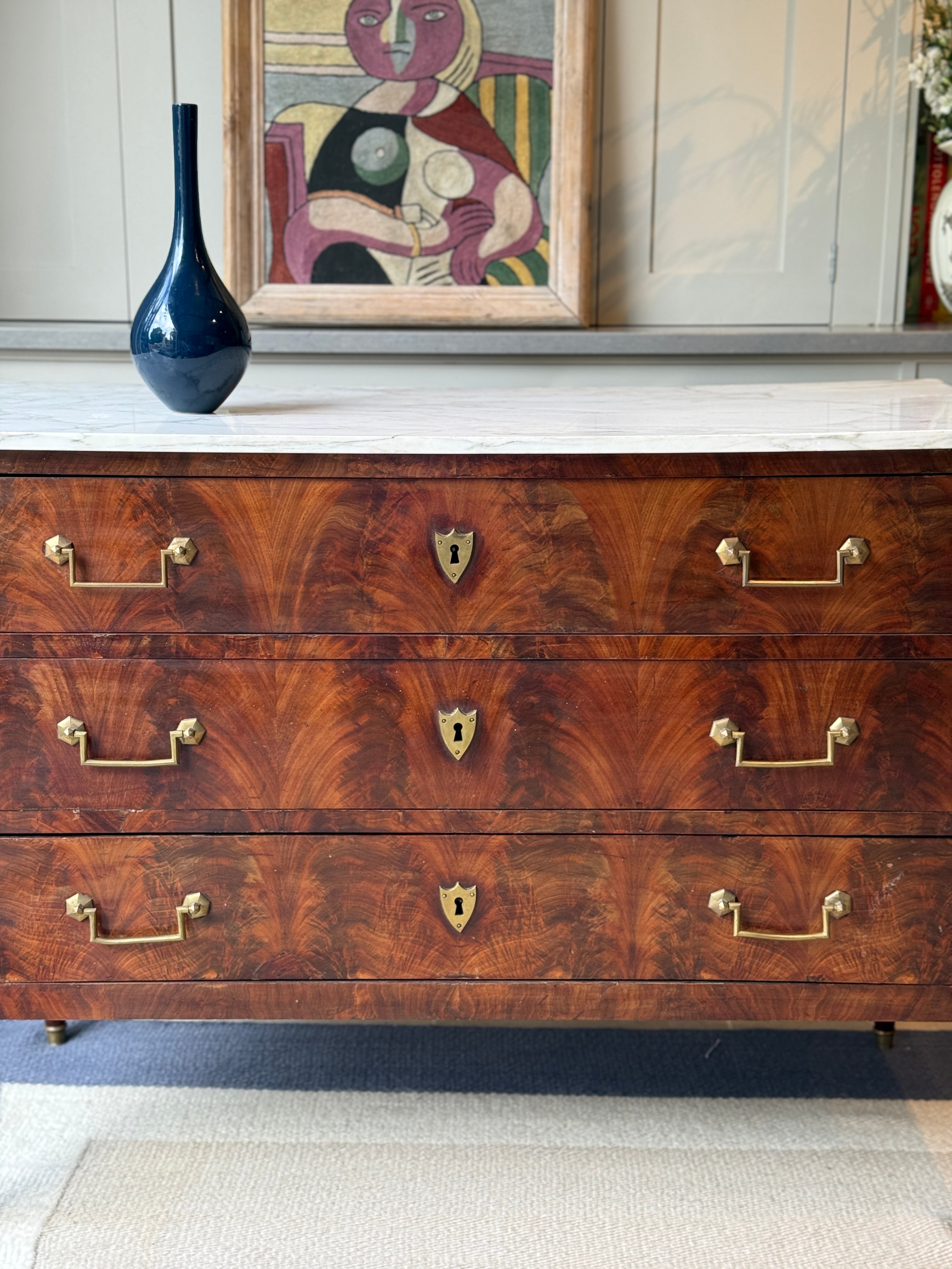 Louis XVI White Marble topped Commode