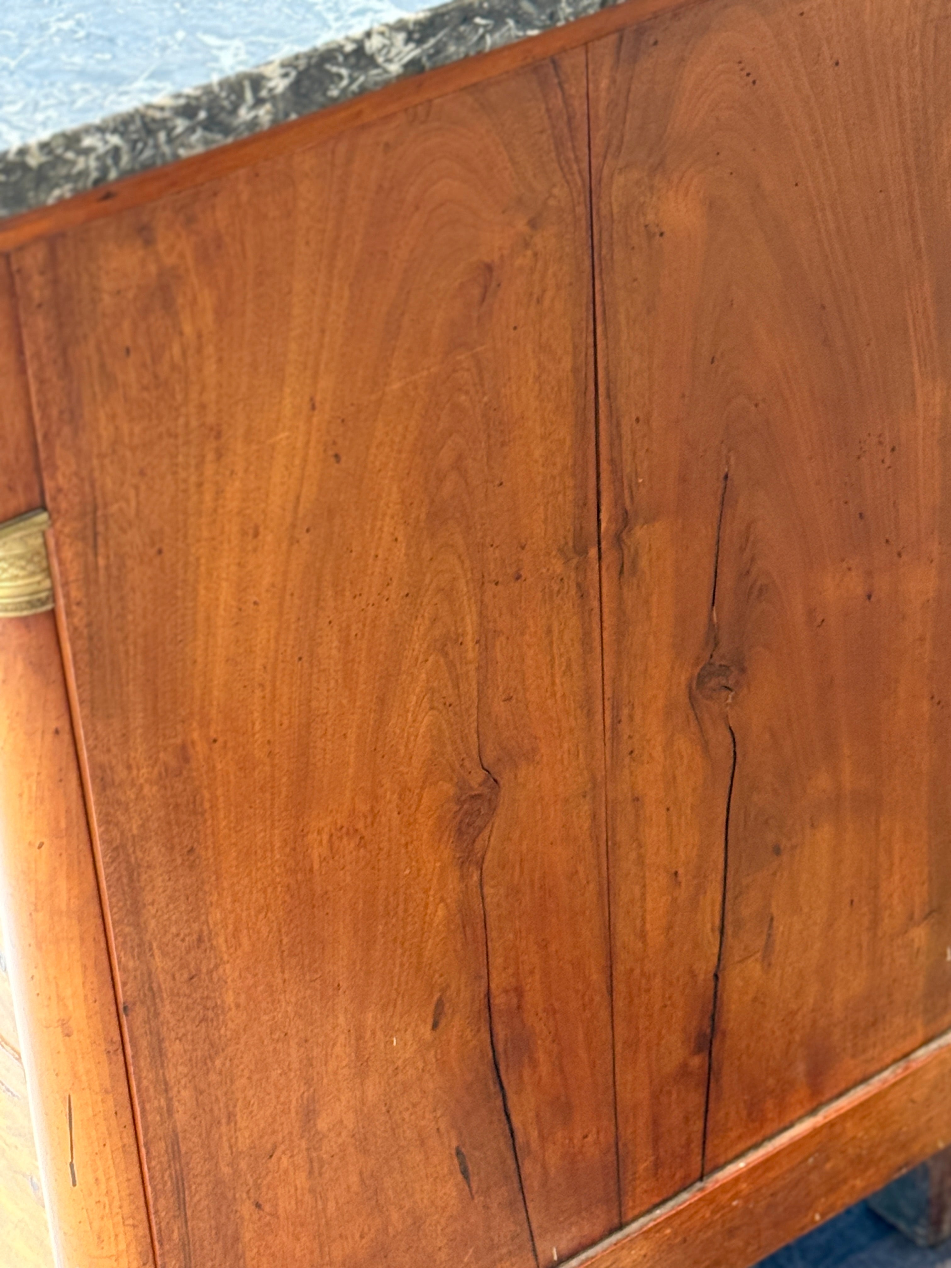 French Walnut Commode with Grey Marble Top