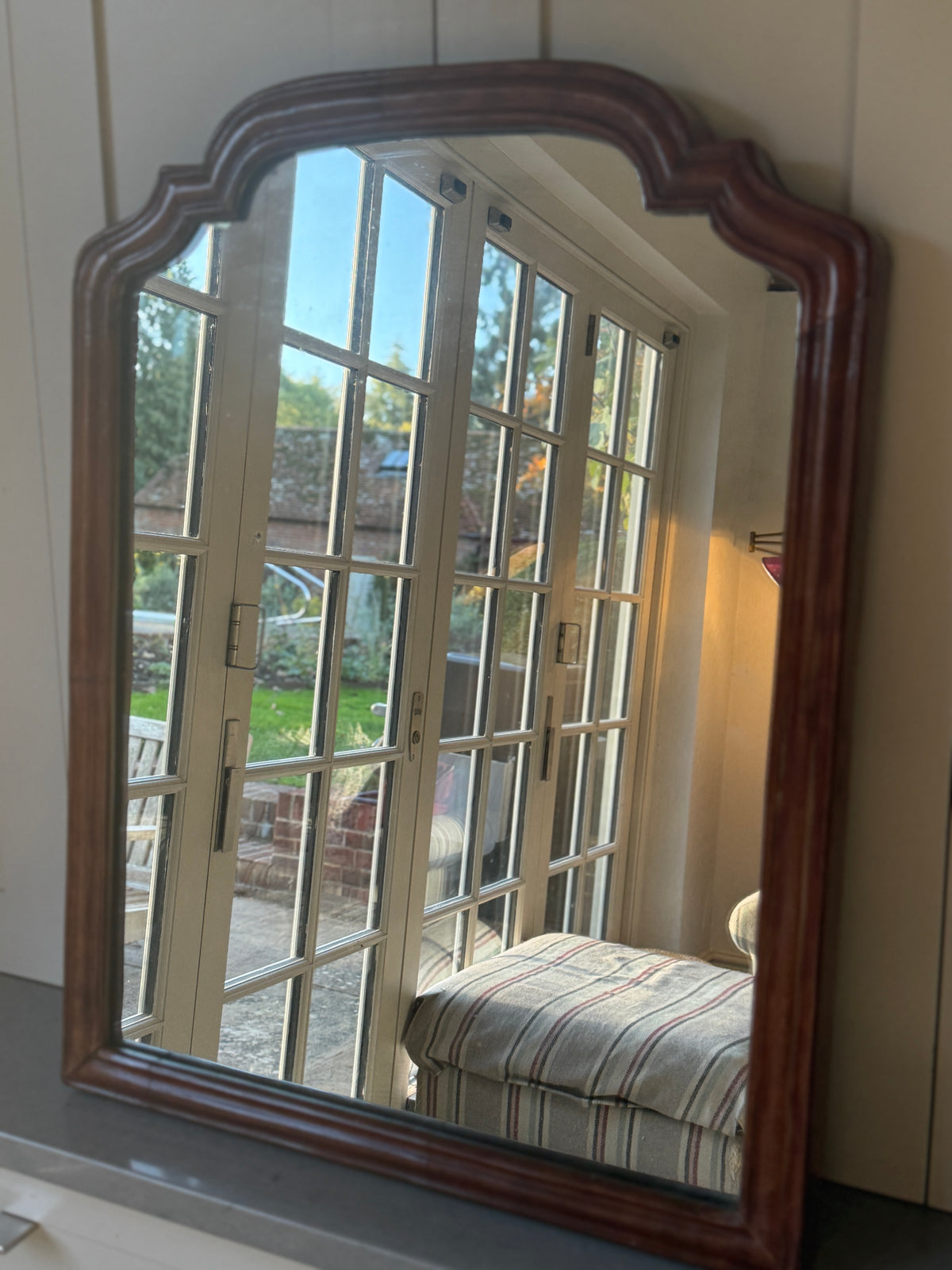 Early 18th-Century Style Arched Mahogany Mirror