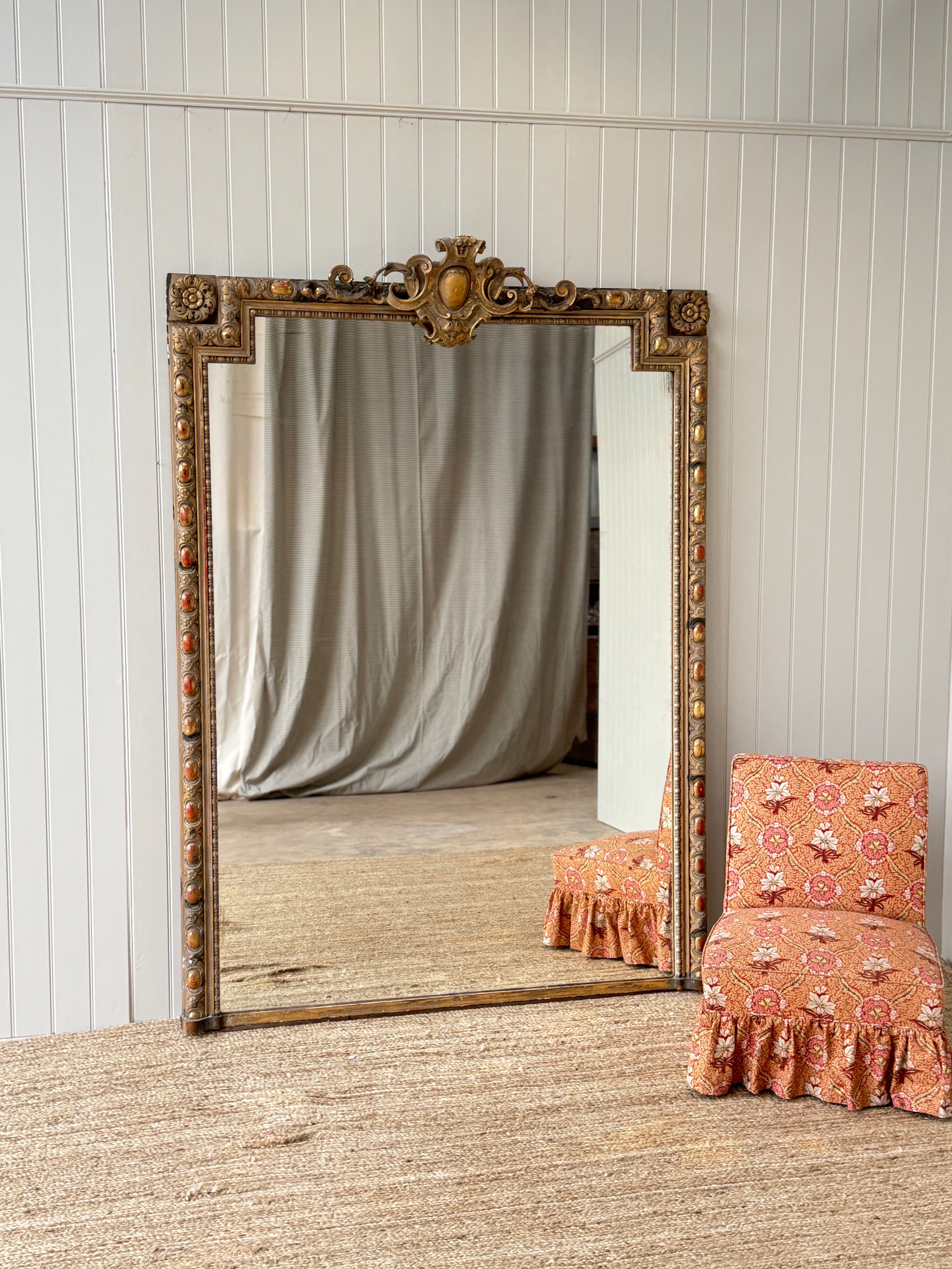 Huge French Gilt Mirror - Faded Grande Dame