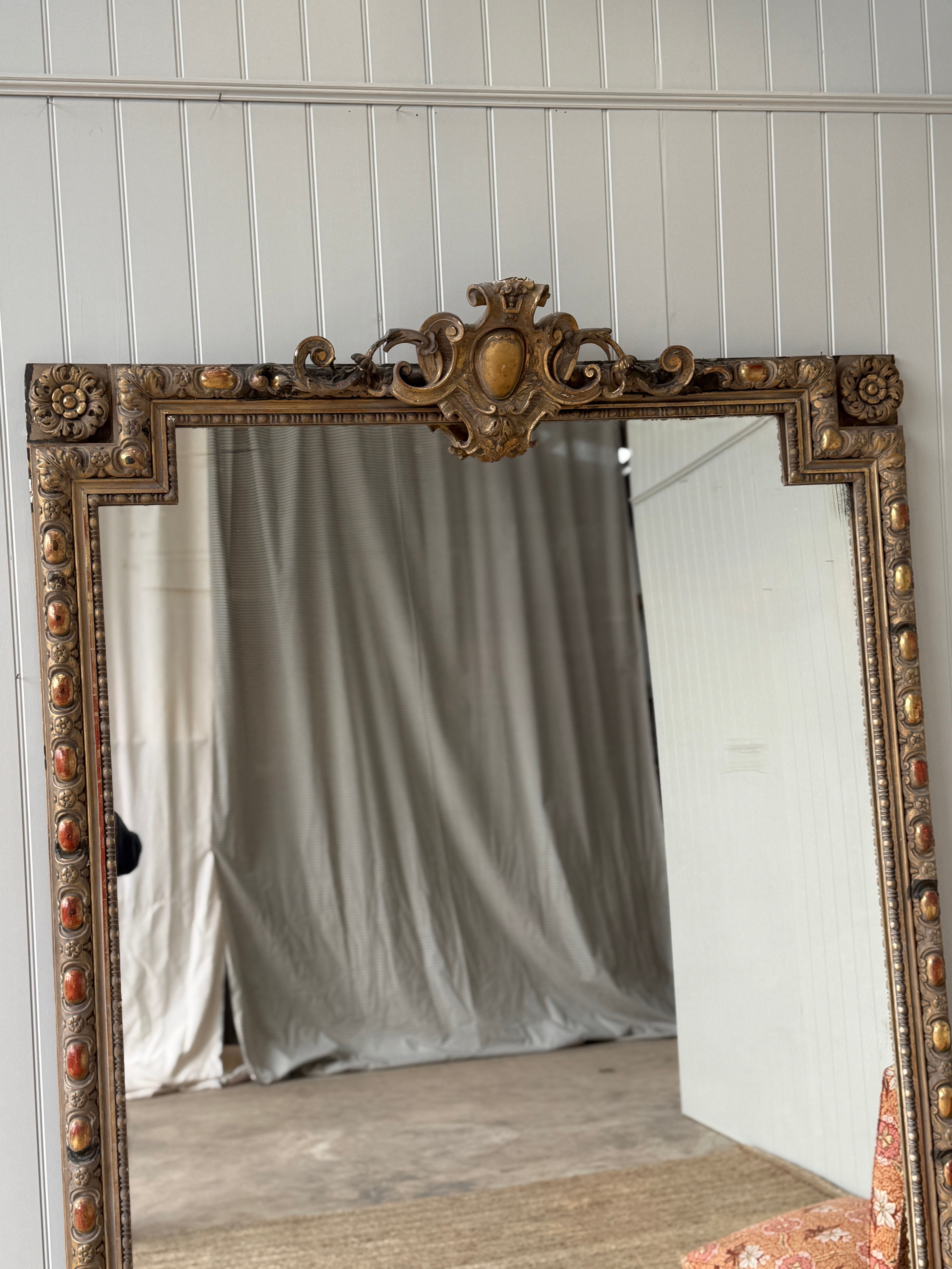 Huge French Gilt Mirror - Faded Grande Dame