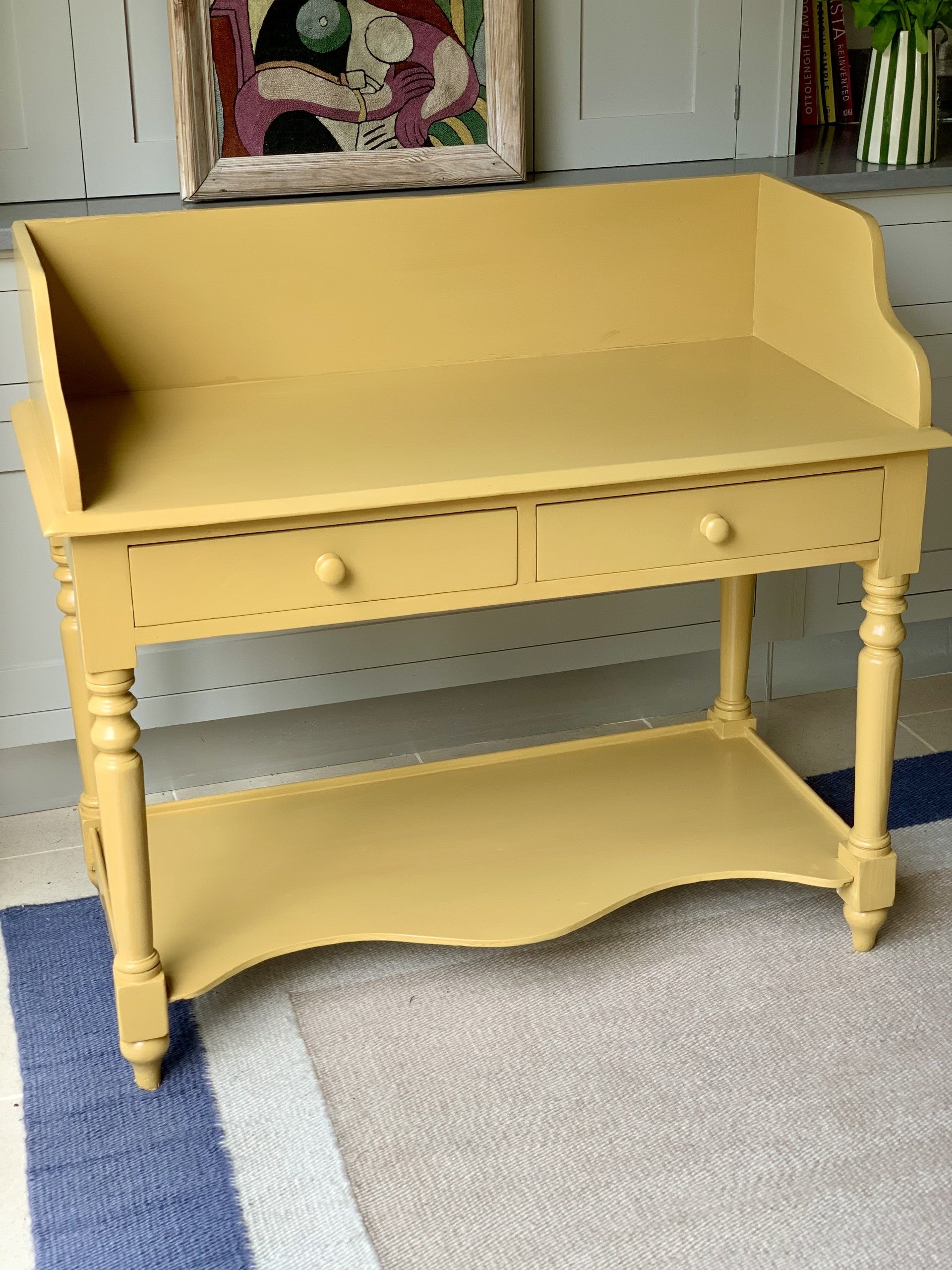 Large Vintage Pine Washstand Painted in FB India Yellow