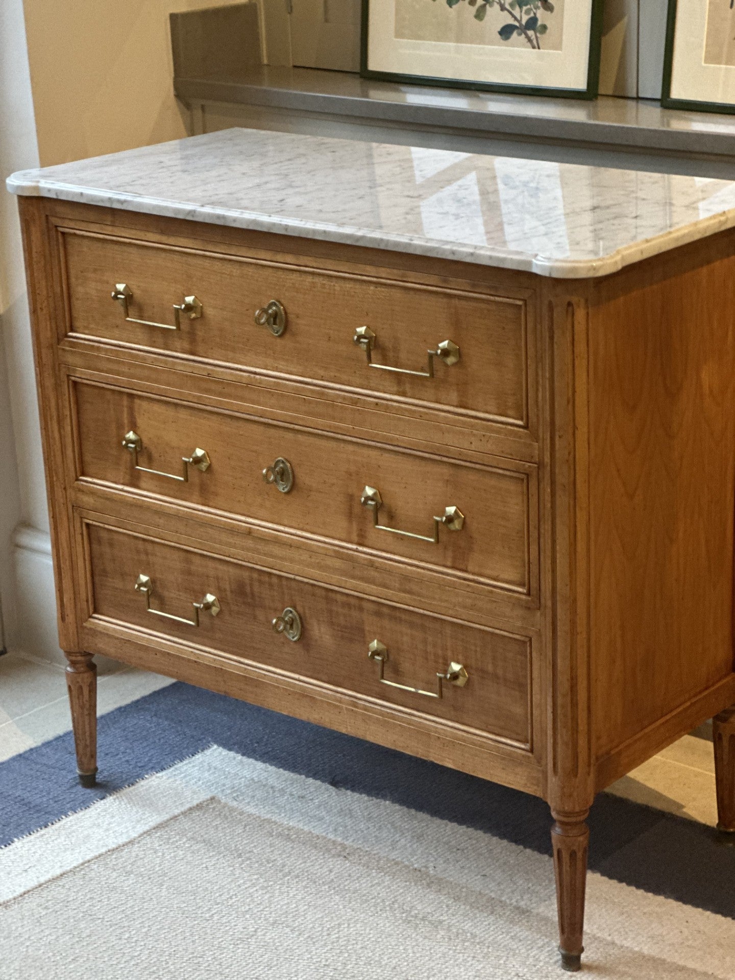 White Marble Topped French Commode