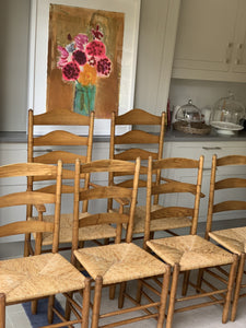 An Amazing Set of 6 Ernest Gimson Cotswold School Ladder Back Chairs