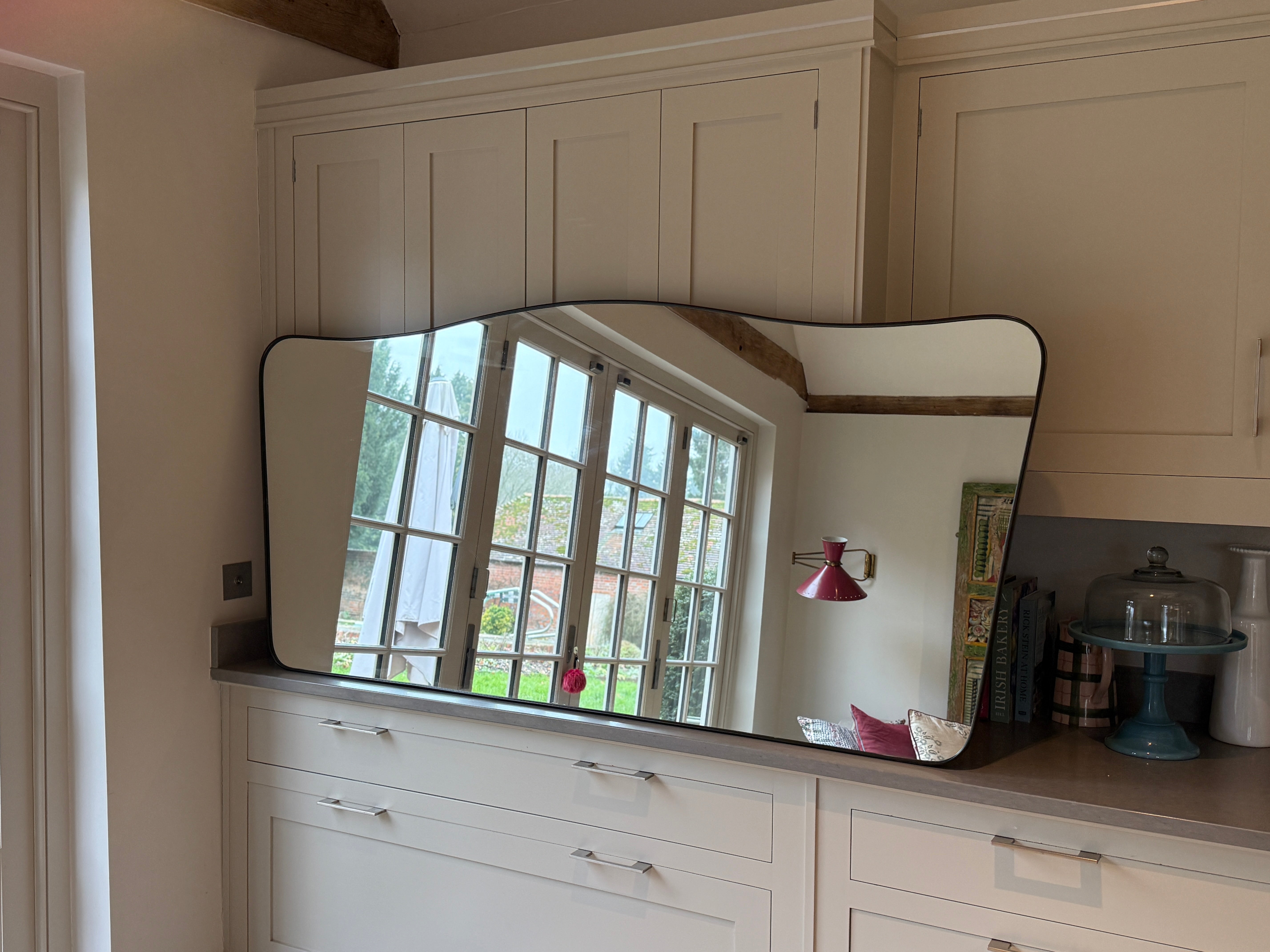 Large Landscape Brass Shield Mirror