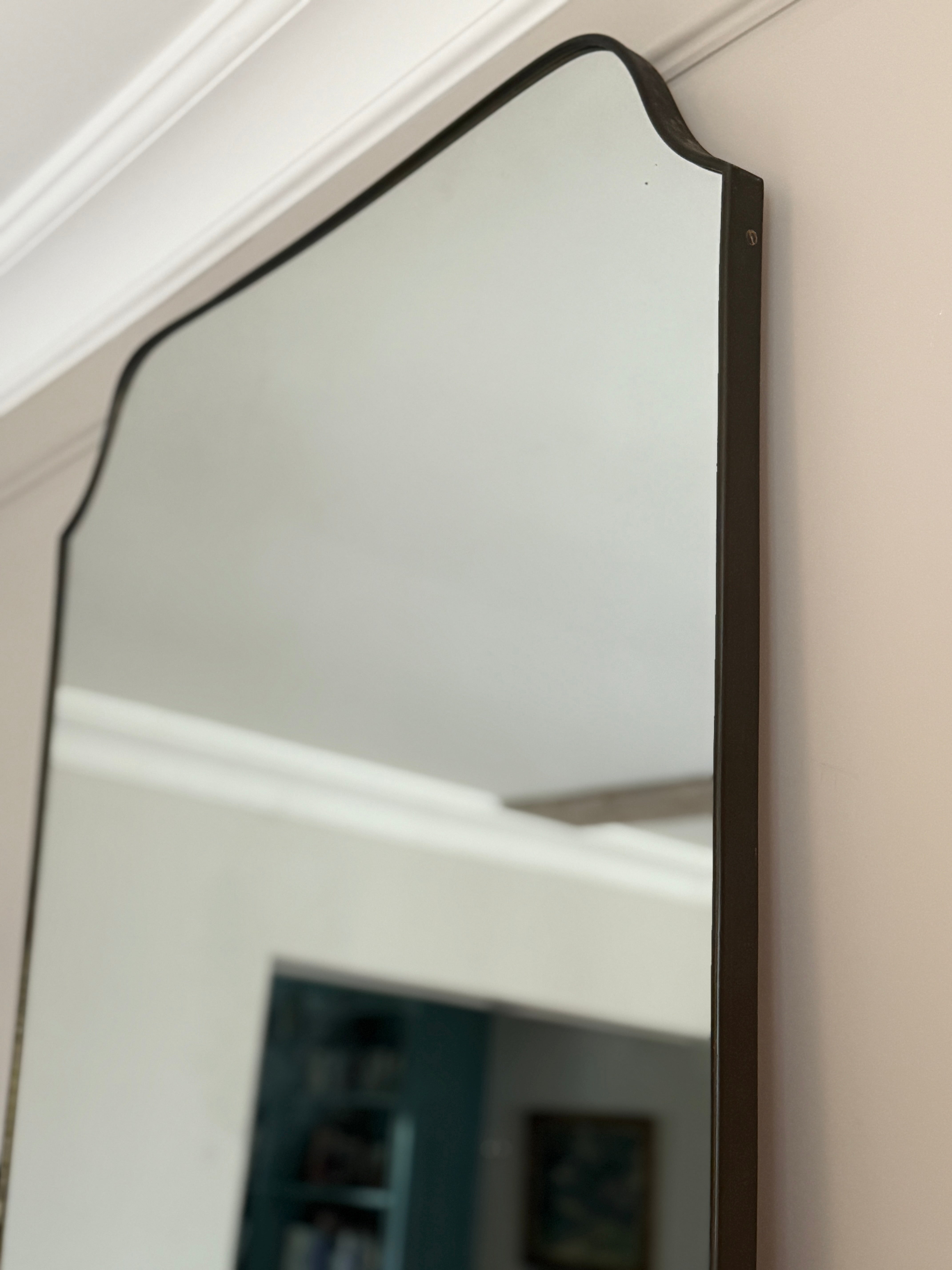 Large Italian Brass Shield Mirror