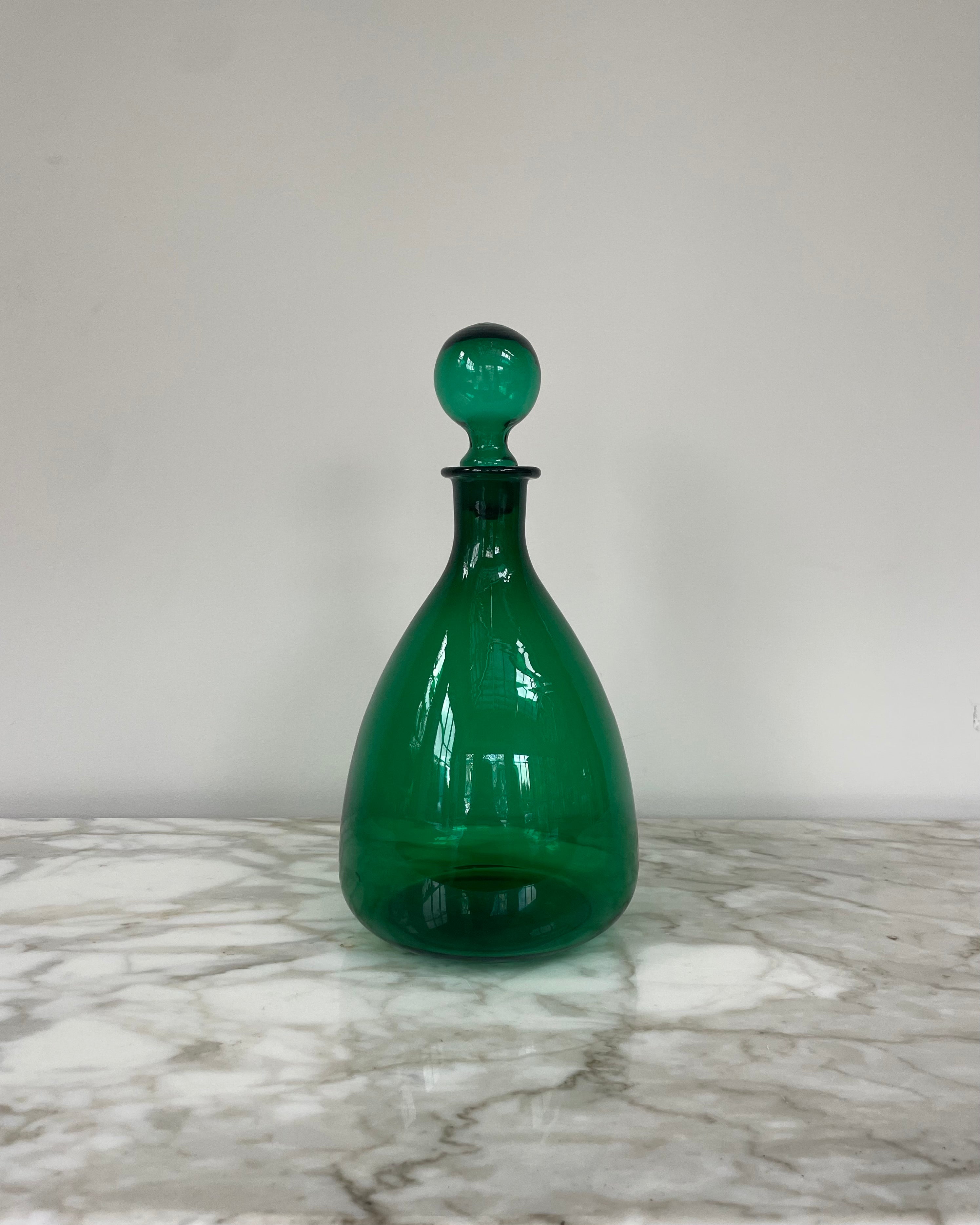 Vintage Green Glass Decanter