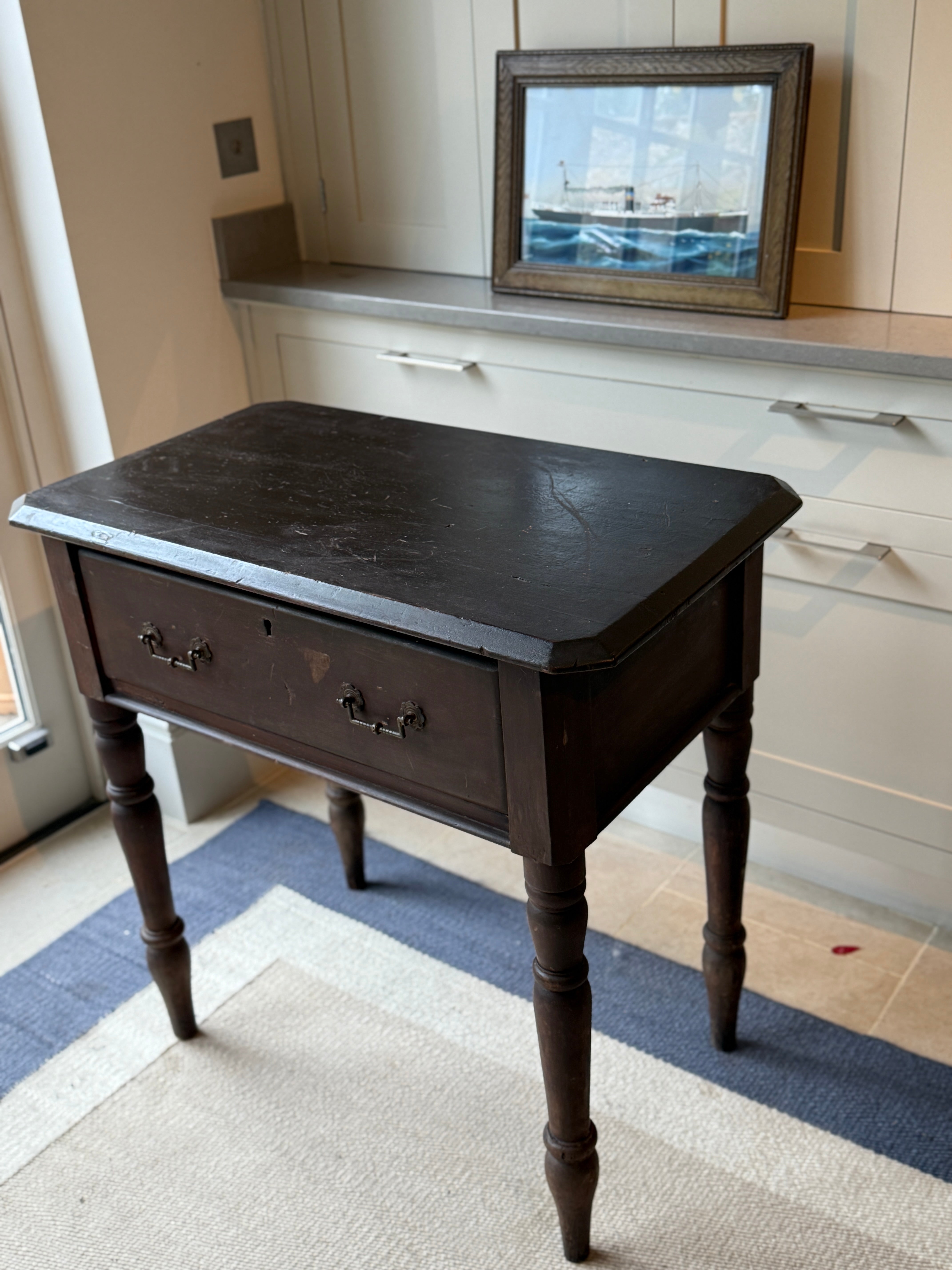 Ebonised Side Table with Large Drawer