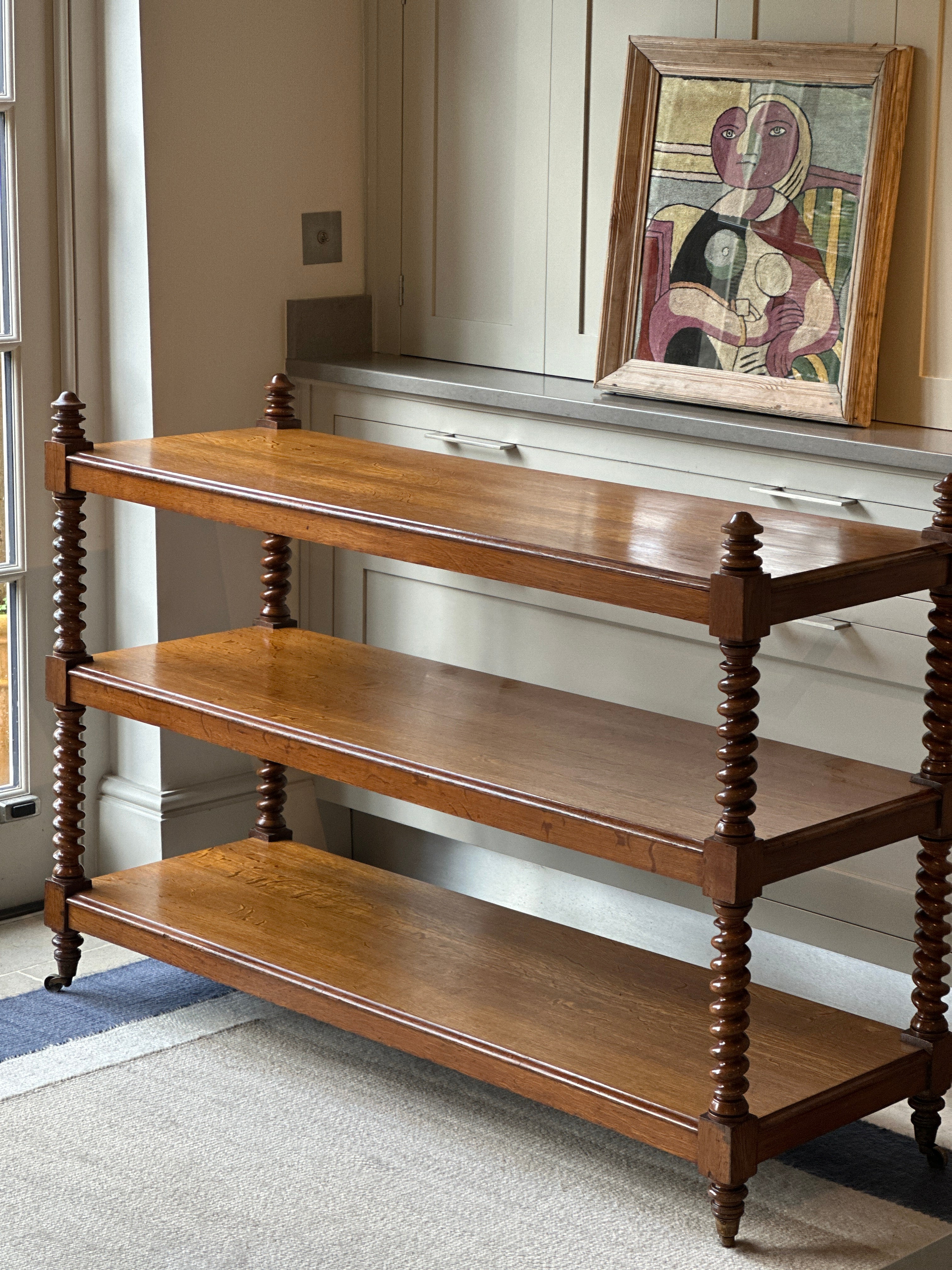 Amazing English Oak Buffet on Brass Castors