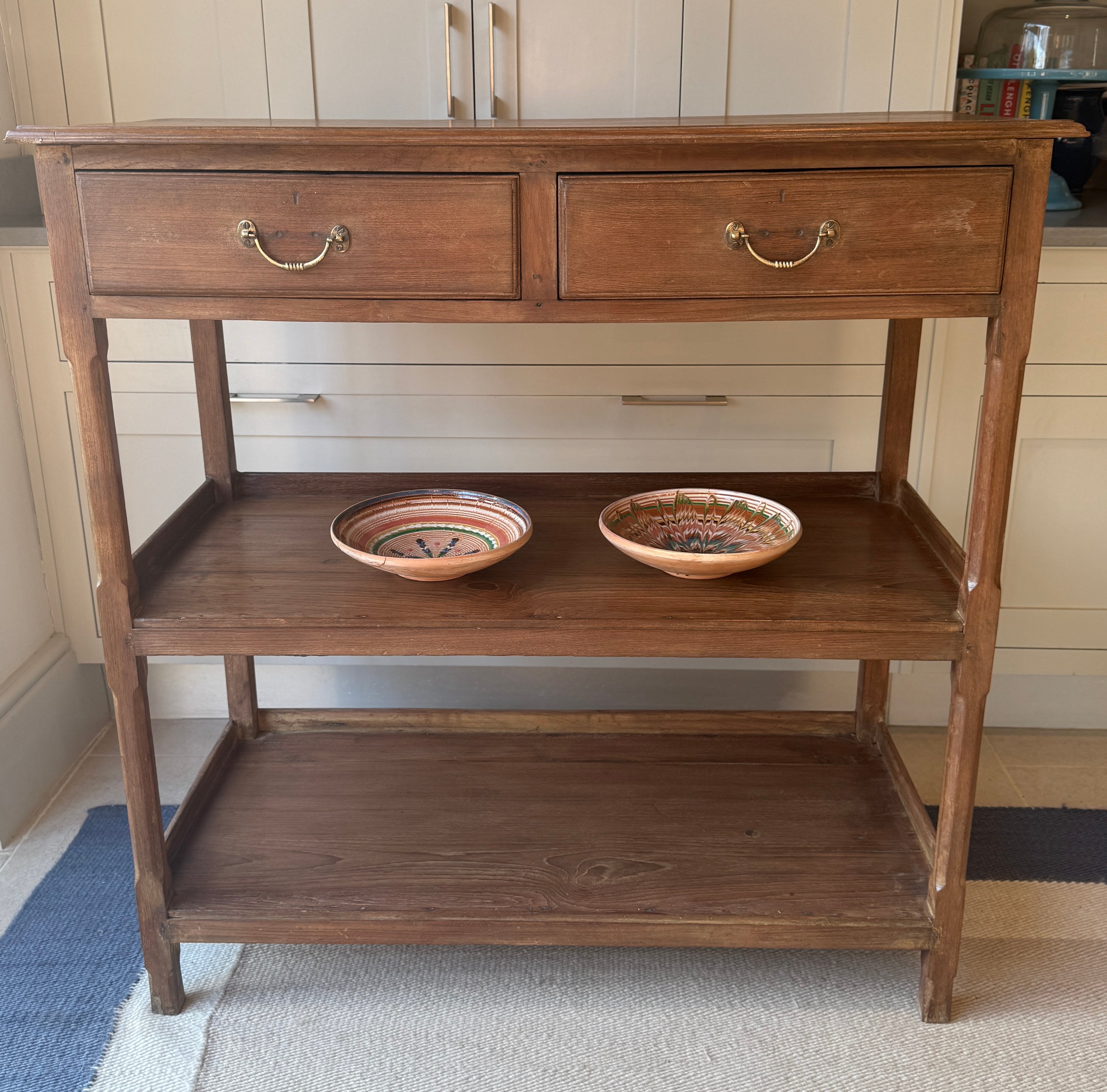 Large 1920s Teak Etagere with Drawers