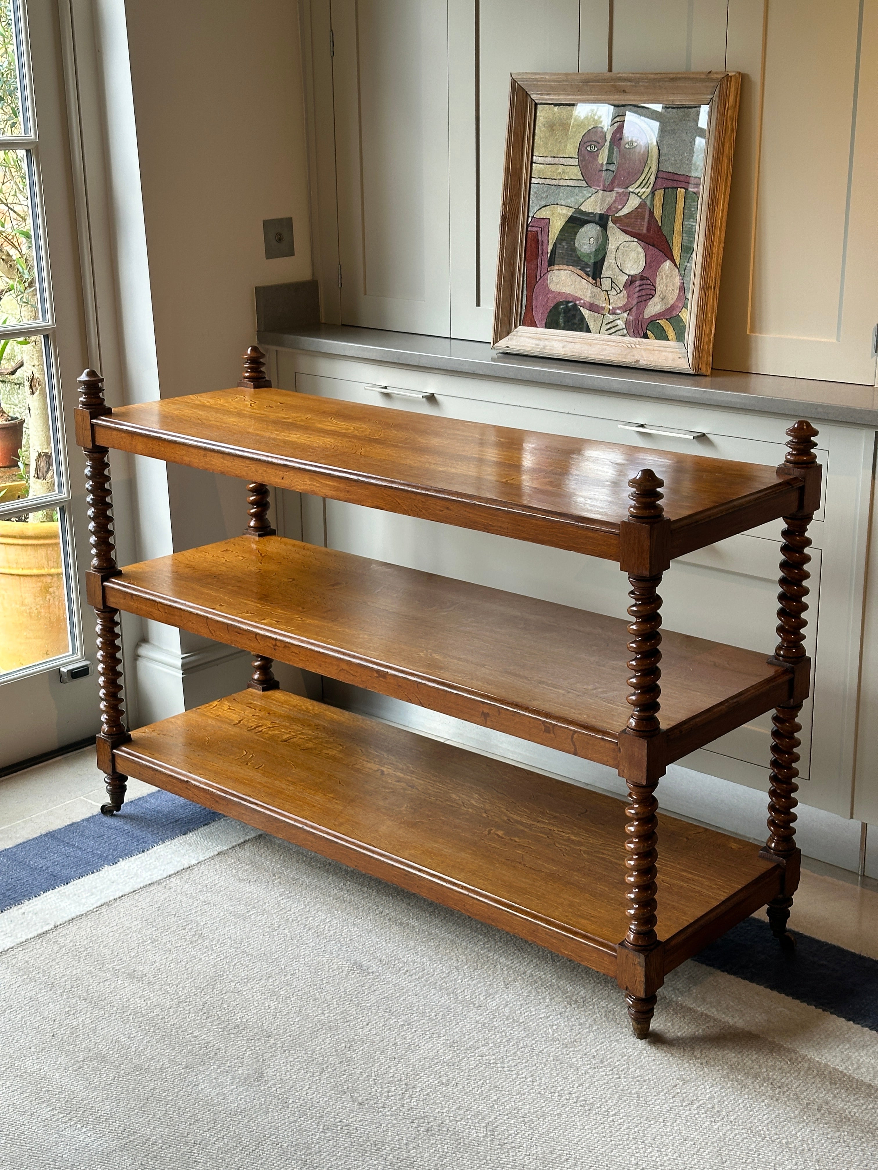 Amazing English Oak Buffet on Brass Castors