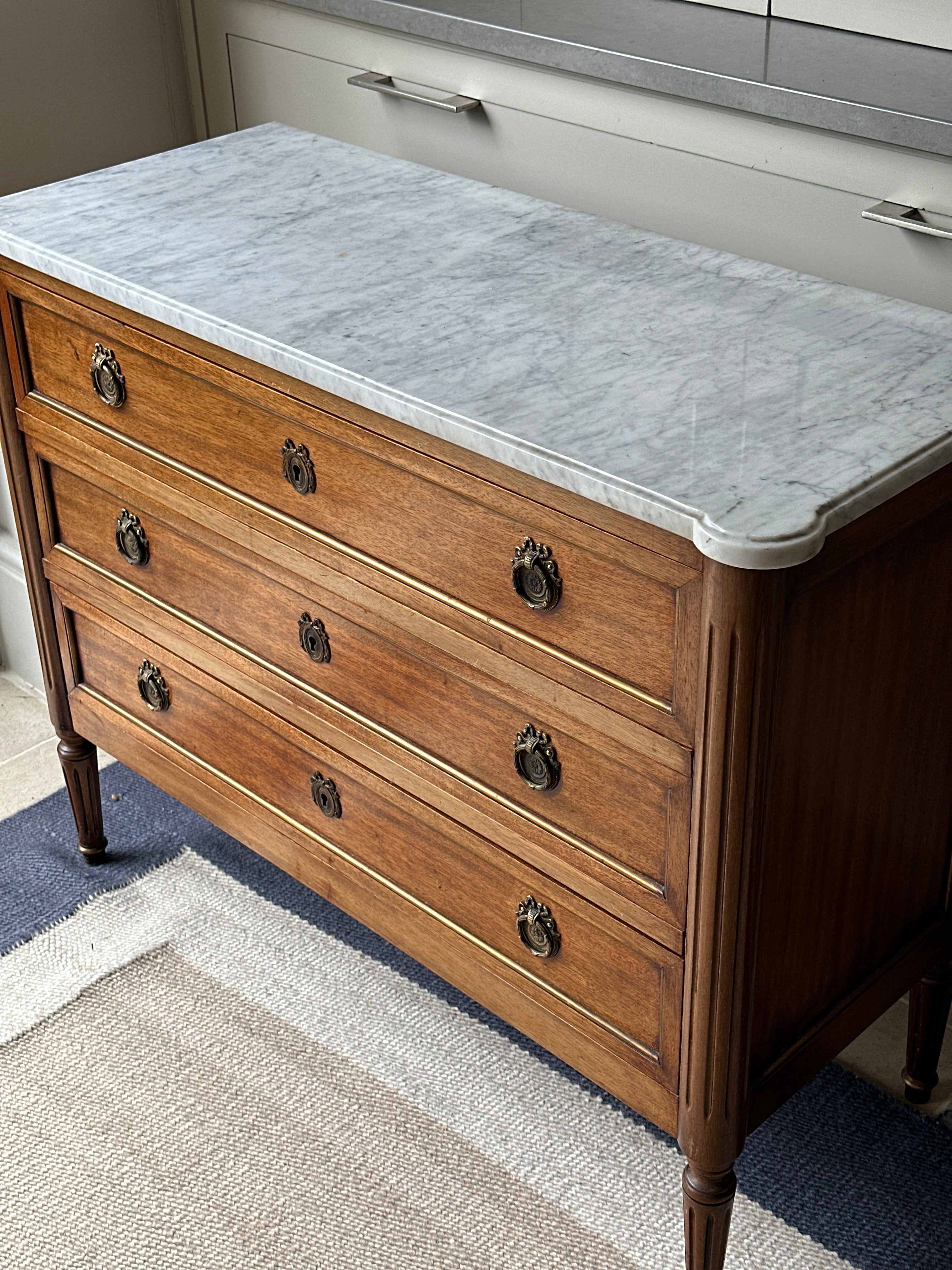 Smart Small French Commode with white marble top